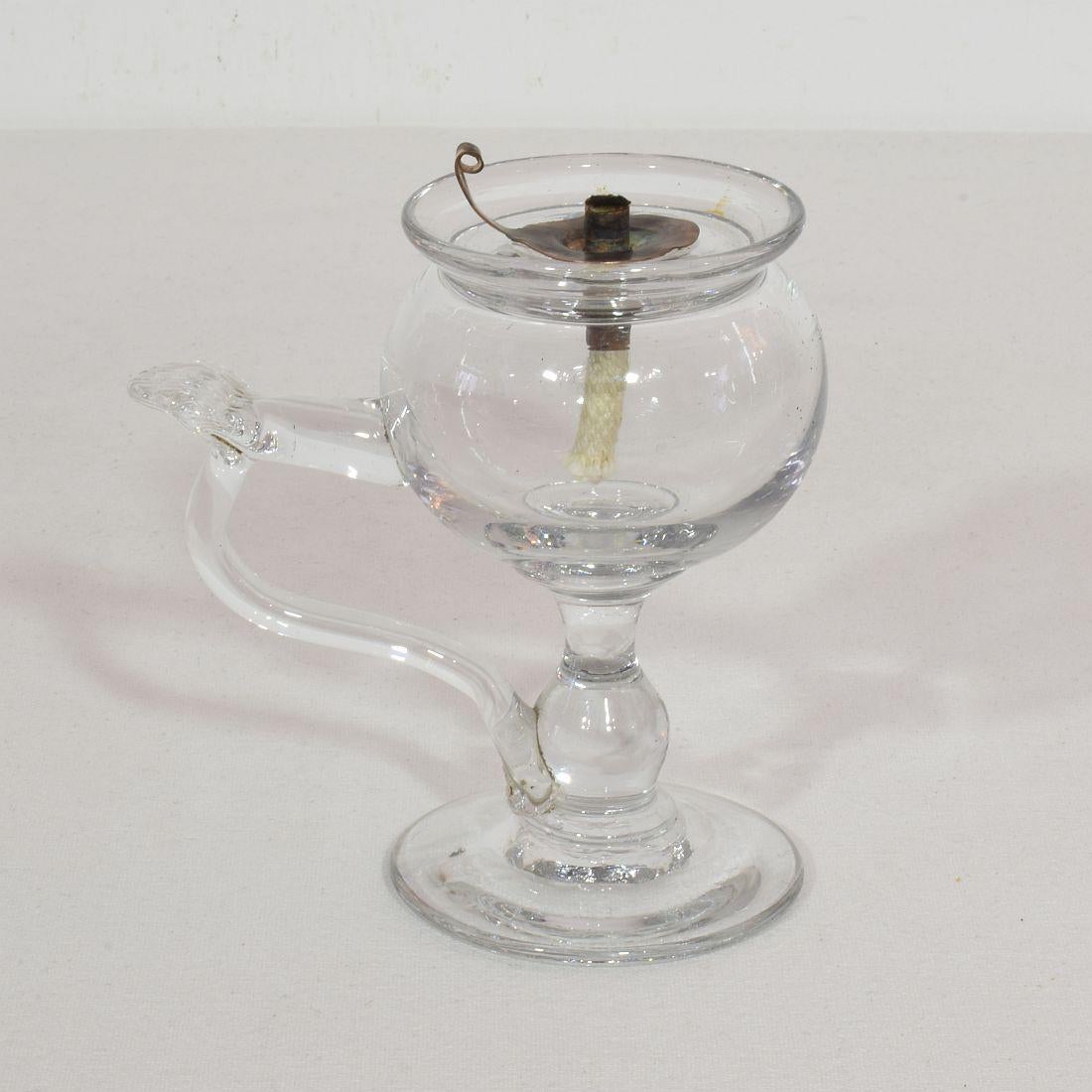 19th Century French Glass Weavers Oil Lamp 2