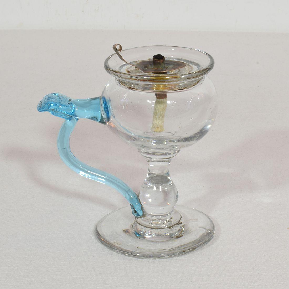 19th Century French Glass Weavers Oil Lamp For Sale 2