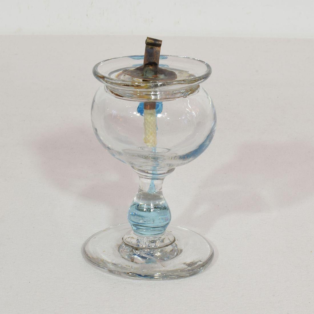 19th Century French Glass Weavers Oil Lamp For Sale 4