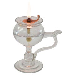 19th Century French Glass Weavers Oil Lamp