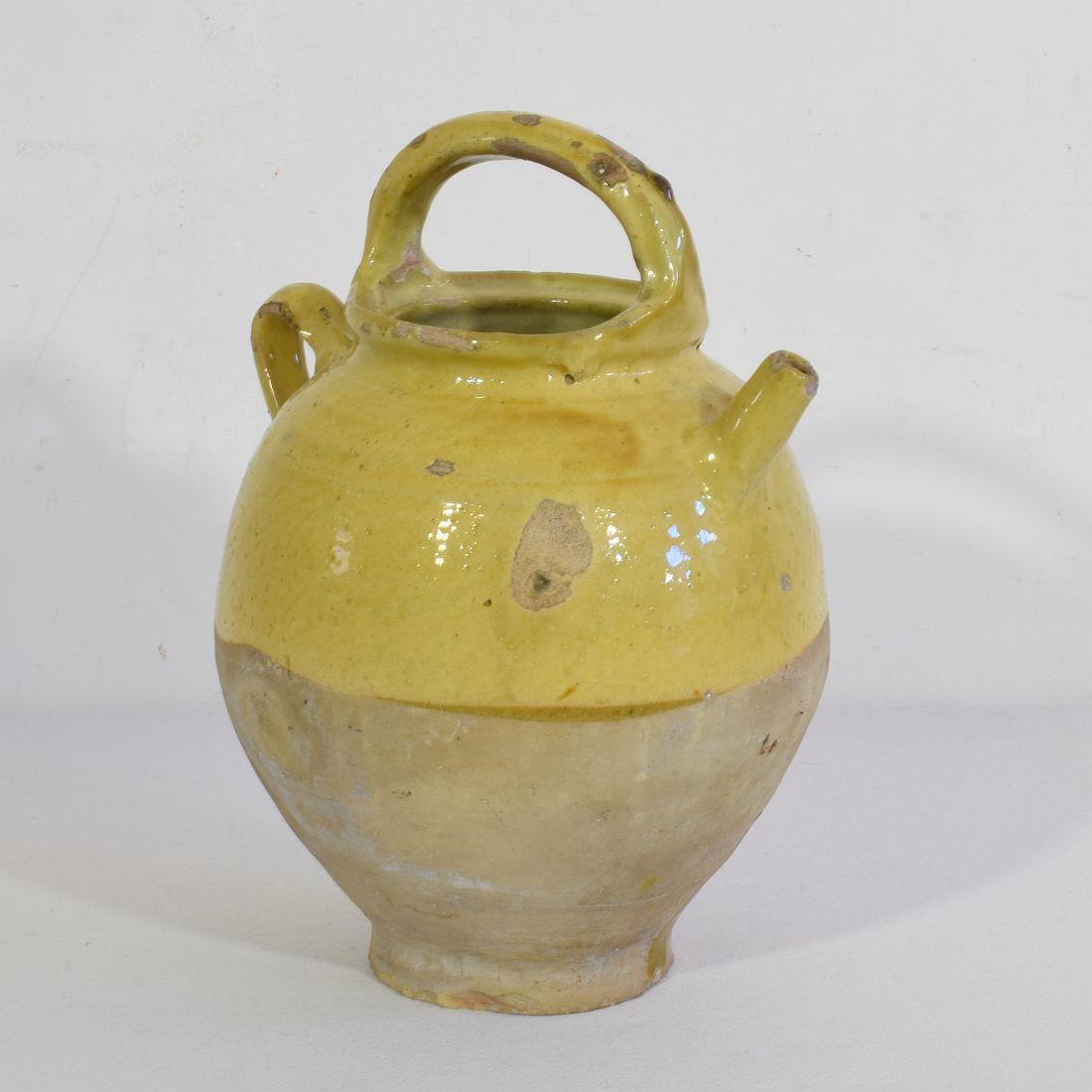 Französischer glasierter Keramikkrug oder Wasserkrug aus dem 19. Jahrhundert (Französische Provence) im Angebot