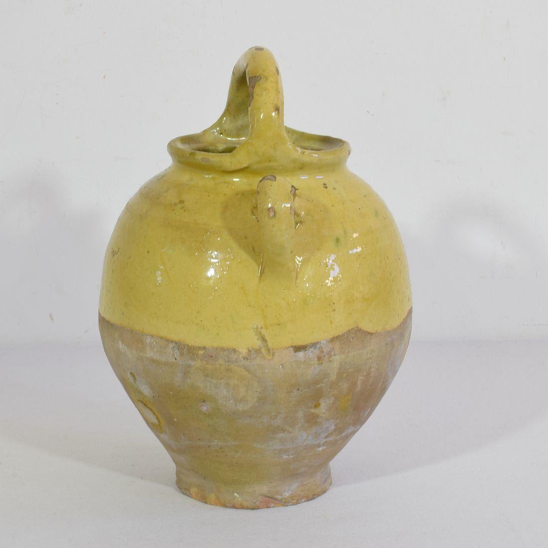 19th Century, French, Glazed Ceramic Jug or Water Cruche For Sale 2