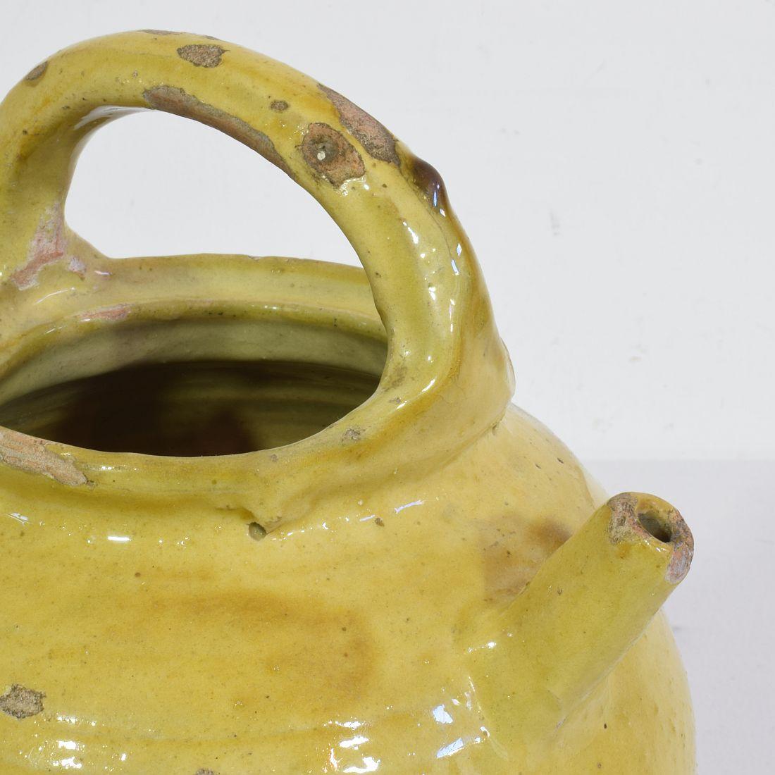 19th Century, French, Glazed Ceramic Jug or Water Cruche For Sale 3