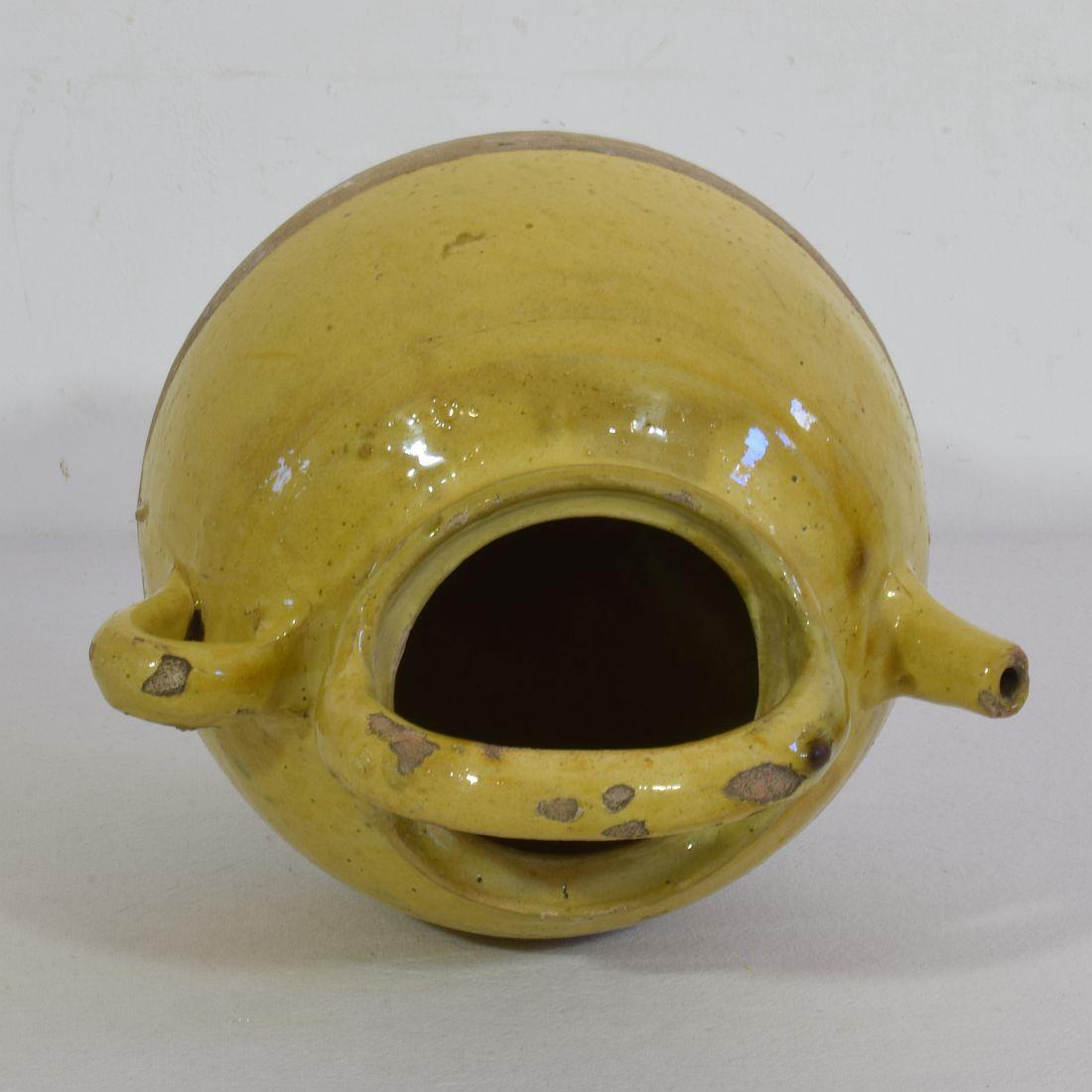 19th Century, French, Glazed Ceramic Jug or Water Cruche For Sale 4