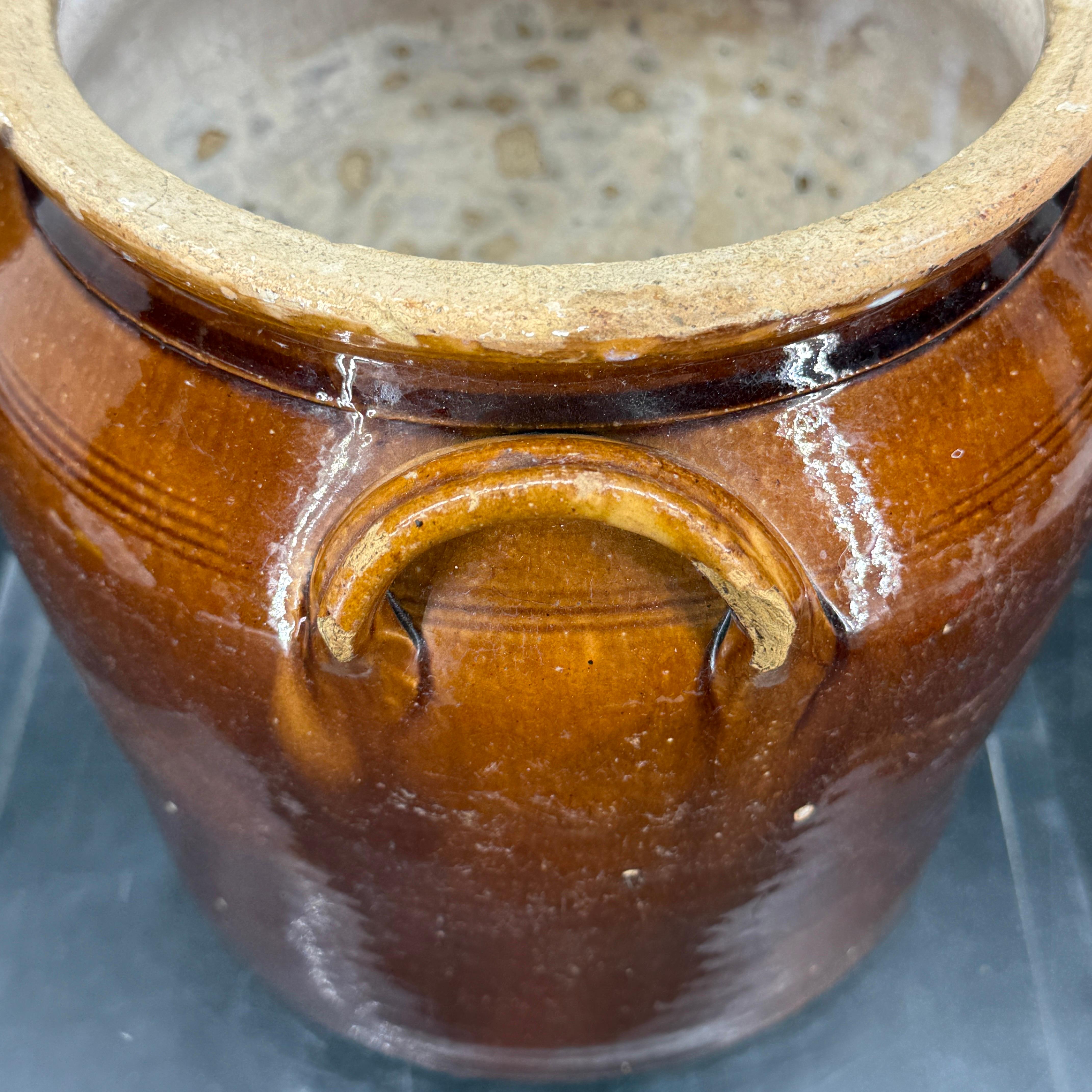 19. Jahrhundert Französisch glasiert Confit Steingut braun Topf im Angebot 9