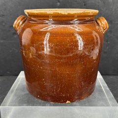 19th Century French Glazed Confit Earthenware Brown Pot