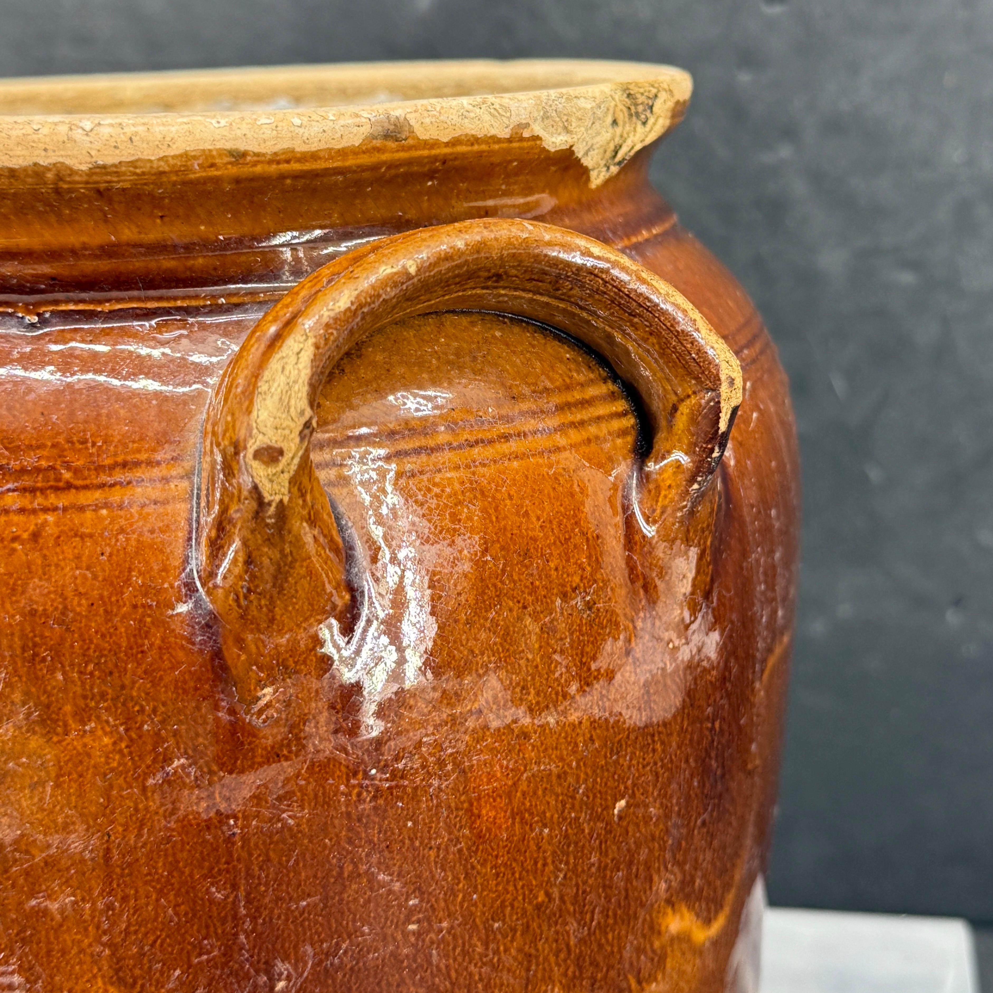 19. Jahrhundert Französisch glasiert Confit Steingut braun Topf im Angebot 2