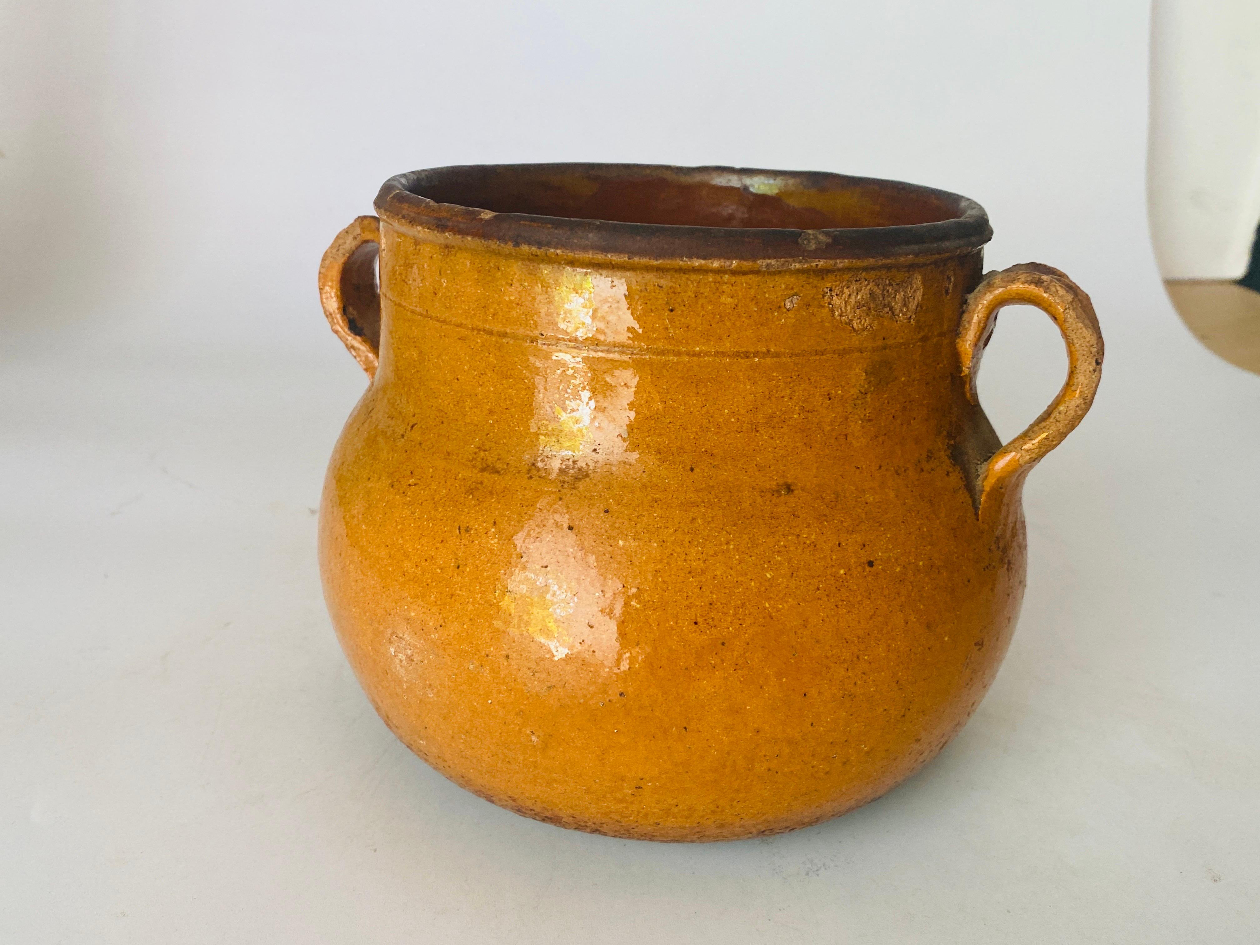 19th Century French Glazed Confit Pot Glazed Earthenware Pot In Good Condition For Sale In Auribeau sur Siagne, FR