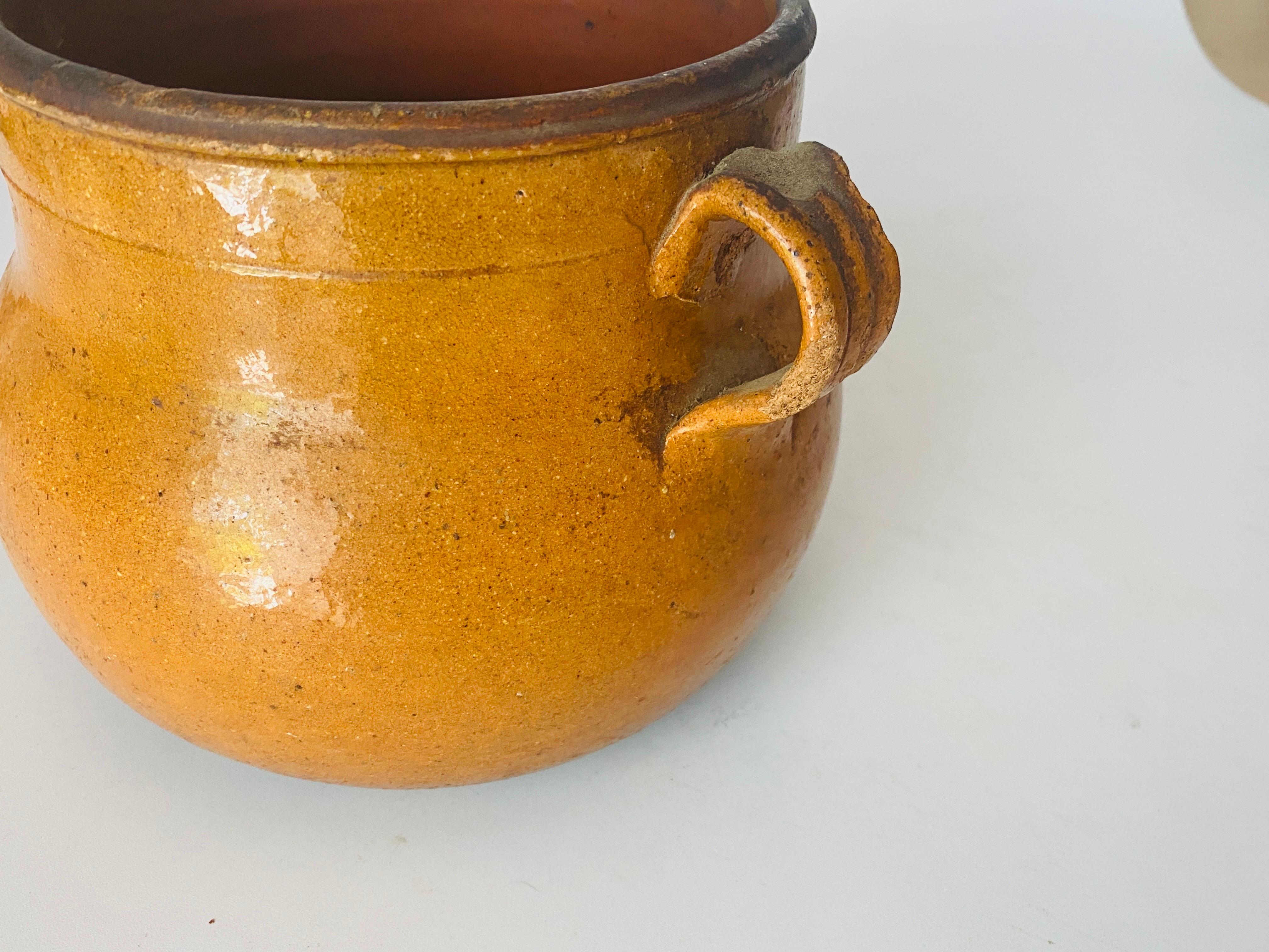 19th Century French Glazed Confit Pot Glazed Earthenware Pot For Sale 1