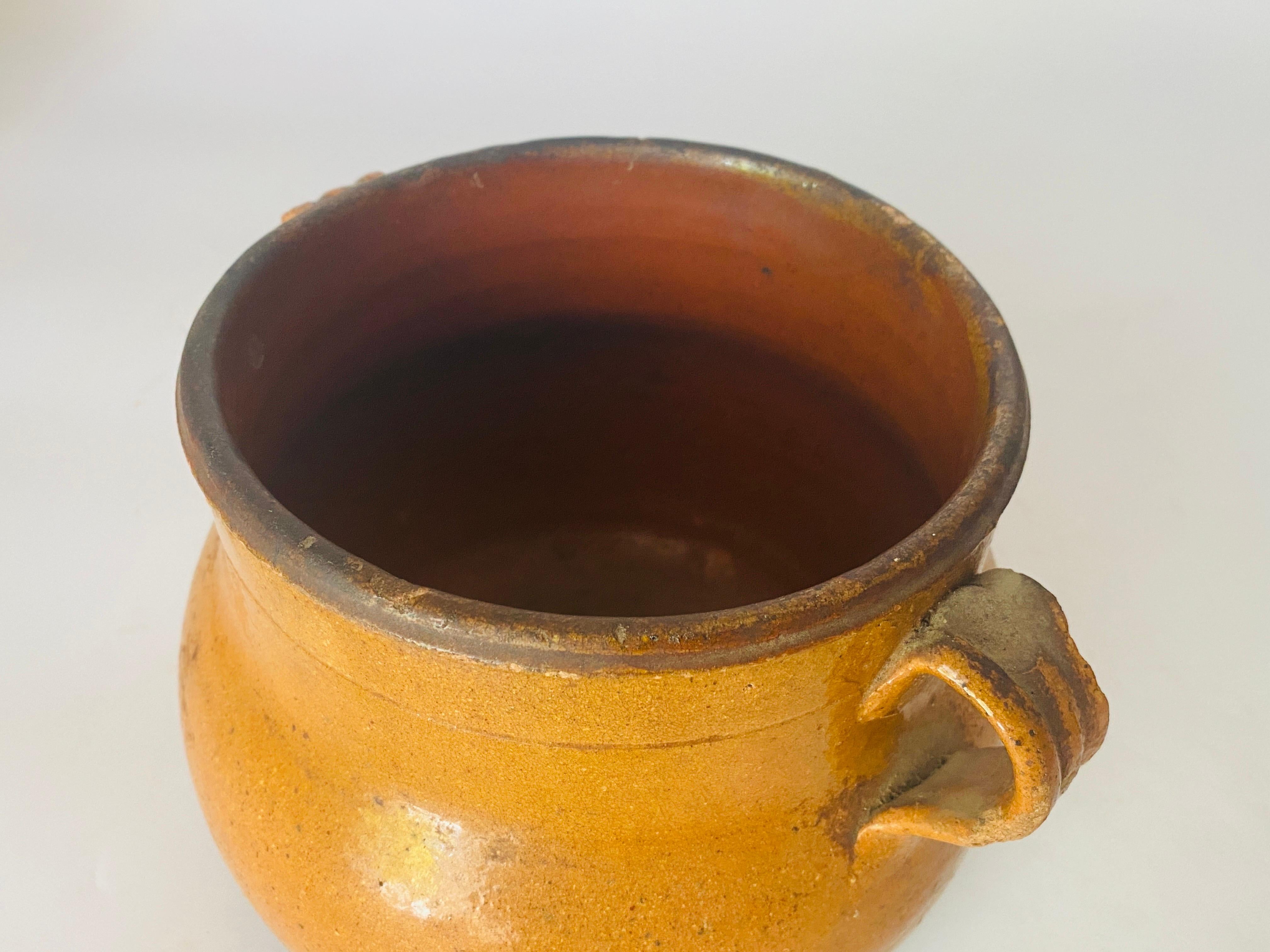 19th Century French Glazed Confit Pot Glazed Earthenware Pot For Sale 2
