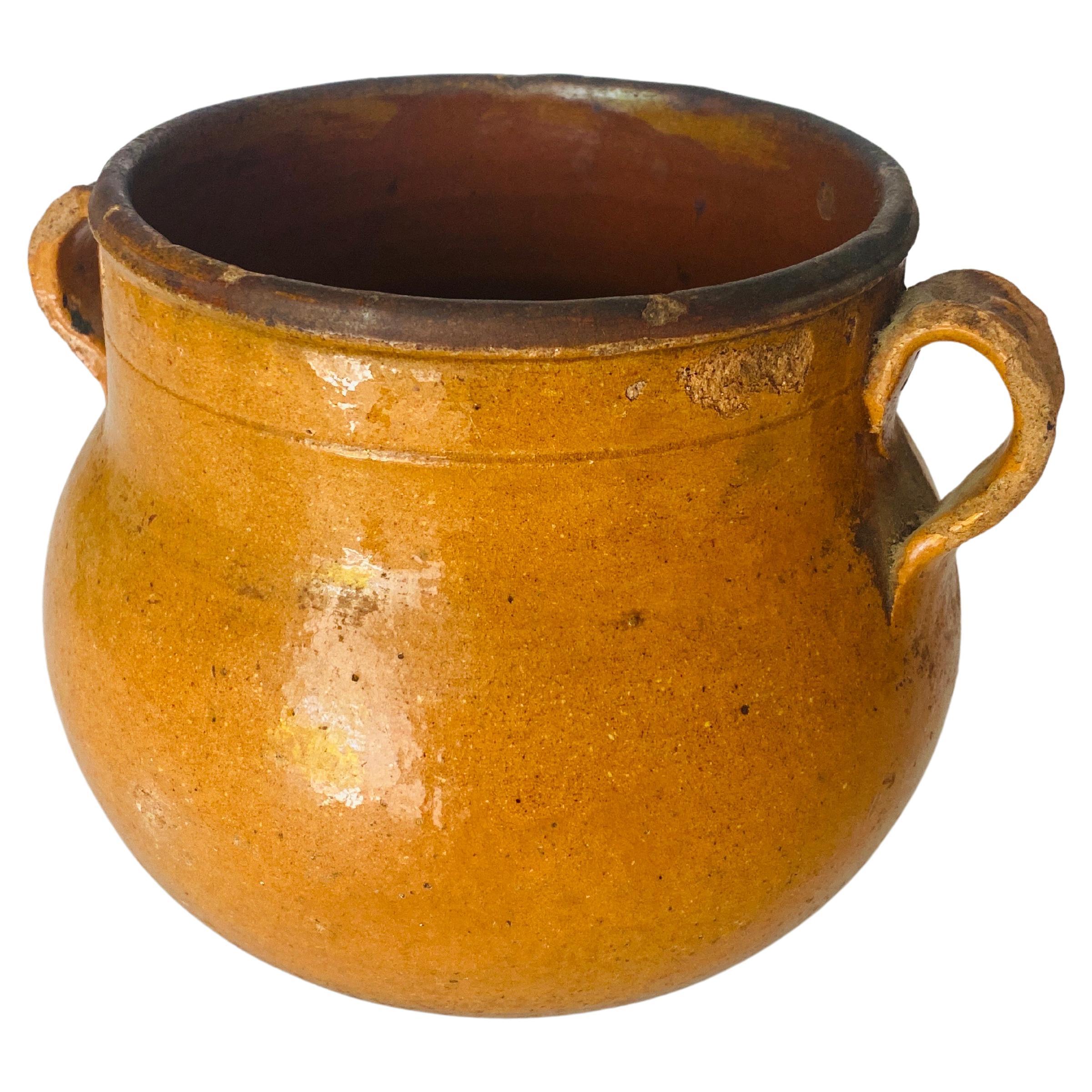 Confitoire français du 19e siècle Pot en terre cuite émaillée Pot en terre cuite émaillée