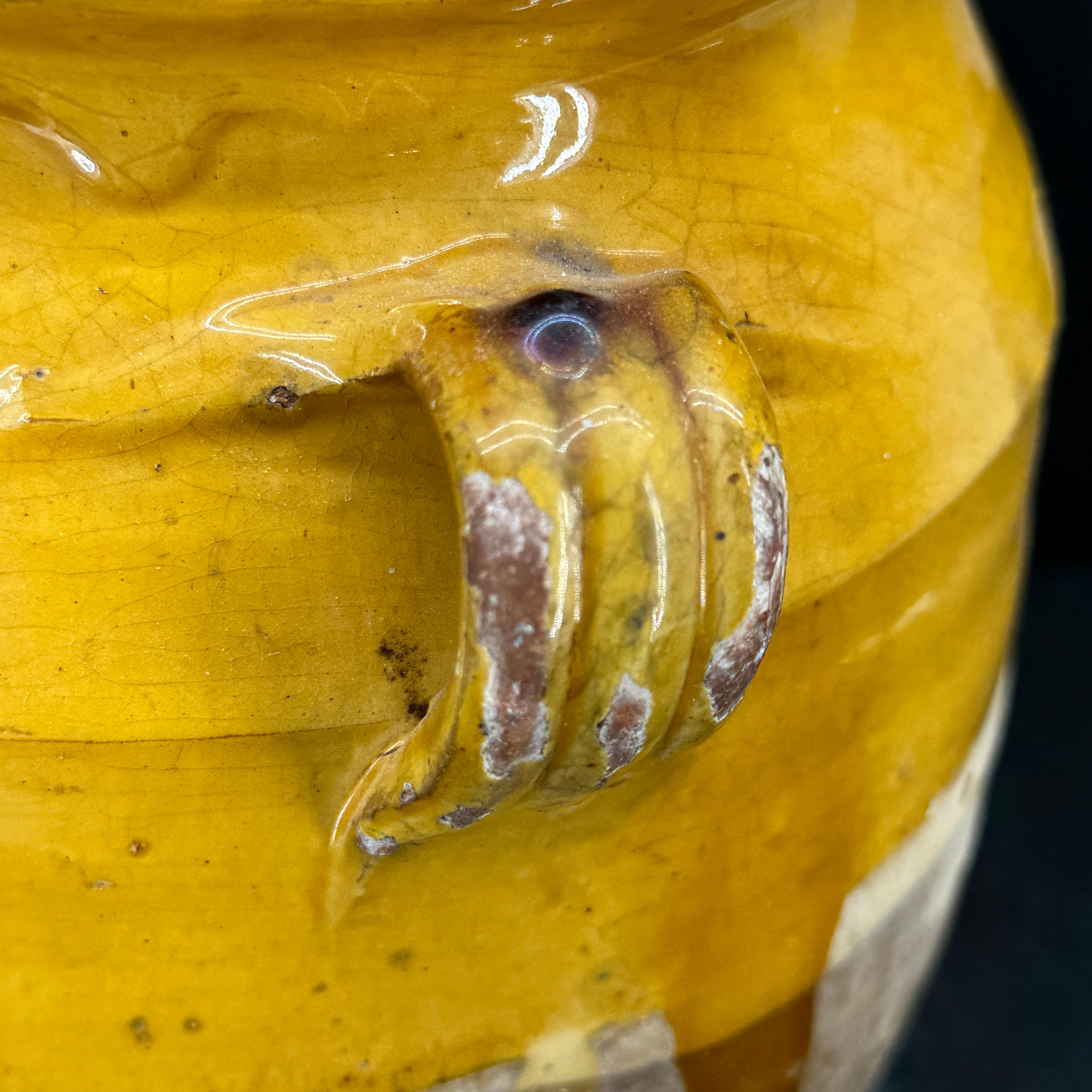 19th Century French Glazed Confit Pot in Yellow Ochre For Sale 6
