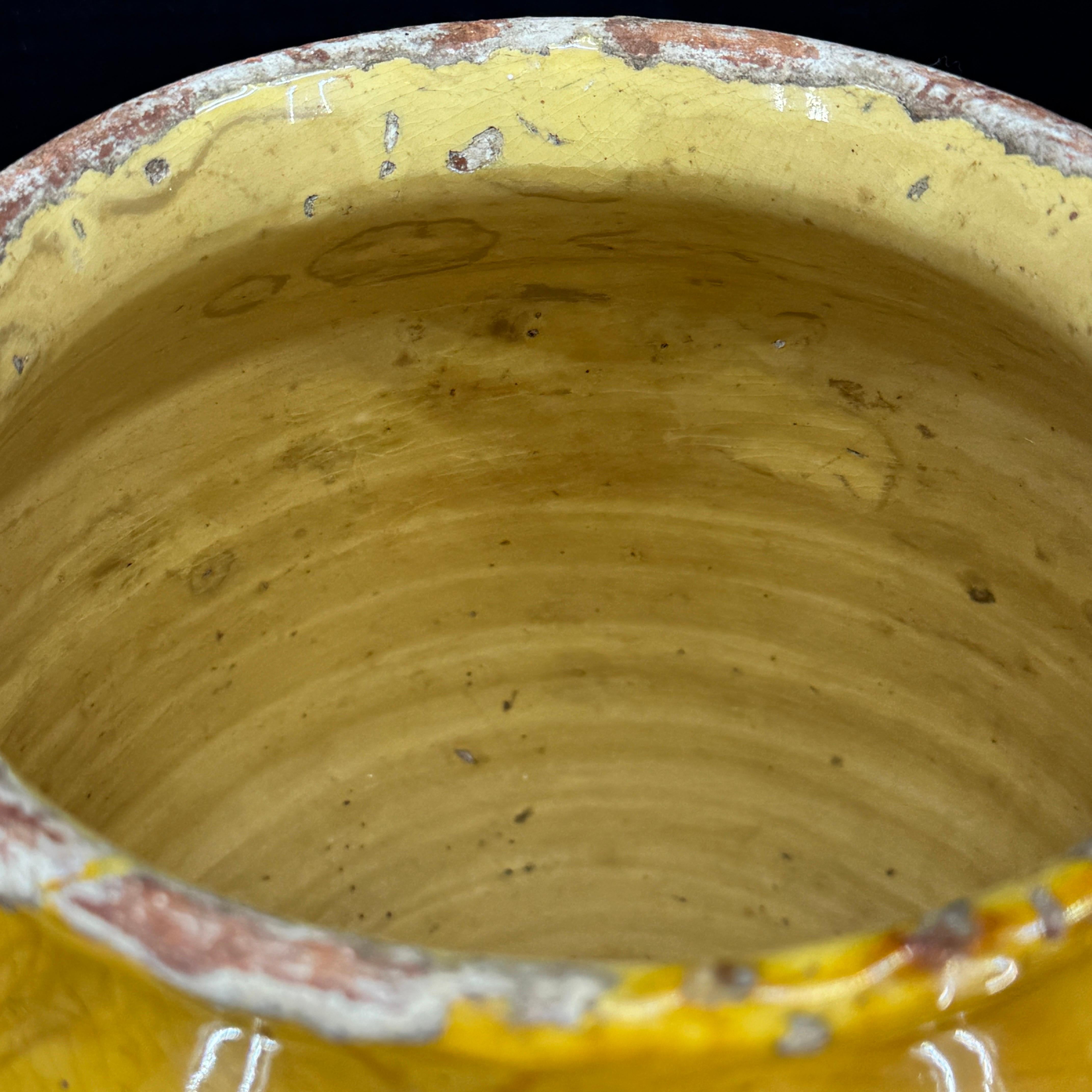 19th Century French Glazed Confit Pot in Yellow Ochre For Sale 7