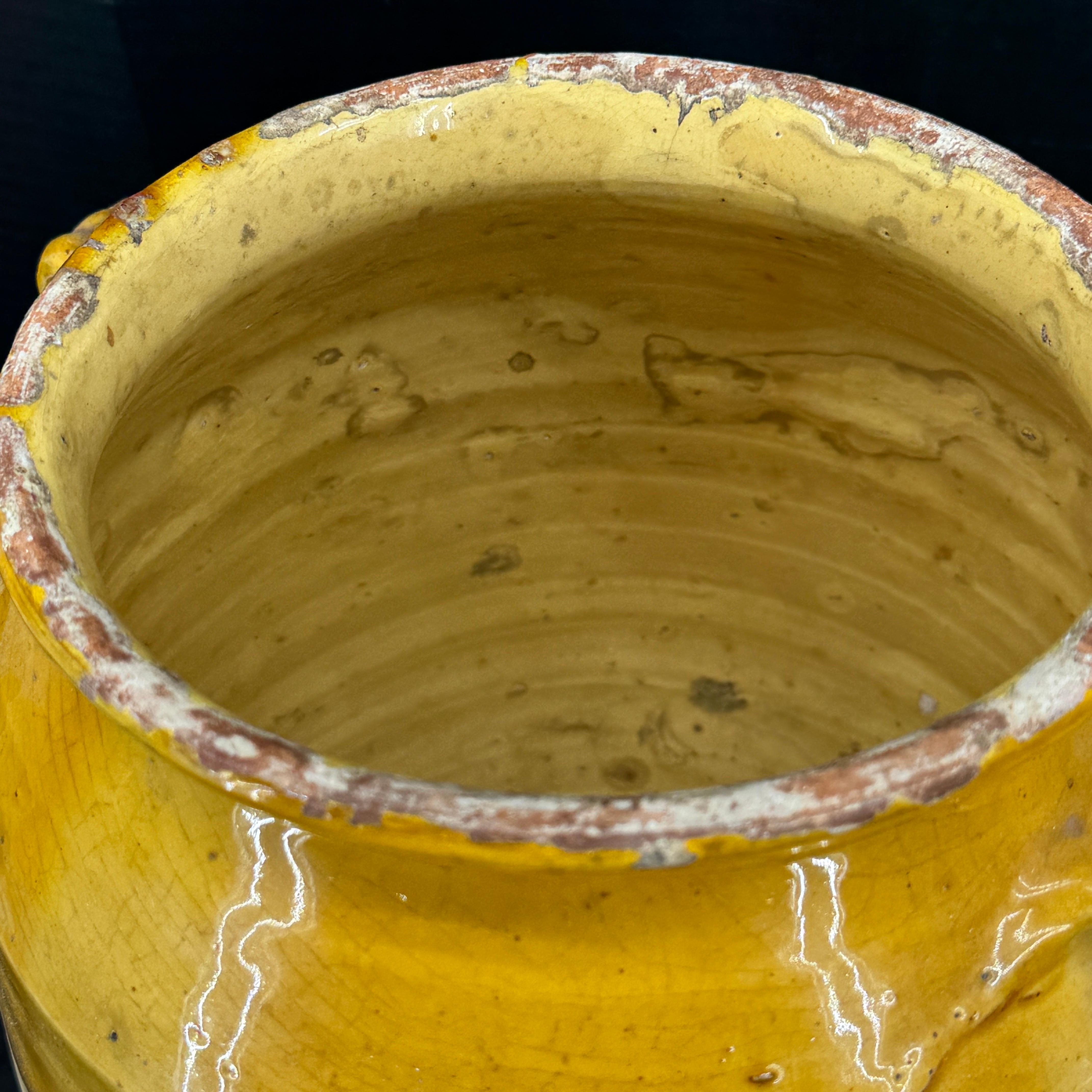 19th Century French Glazed Confit Pot in Yellow Ochre For Sale 8