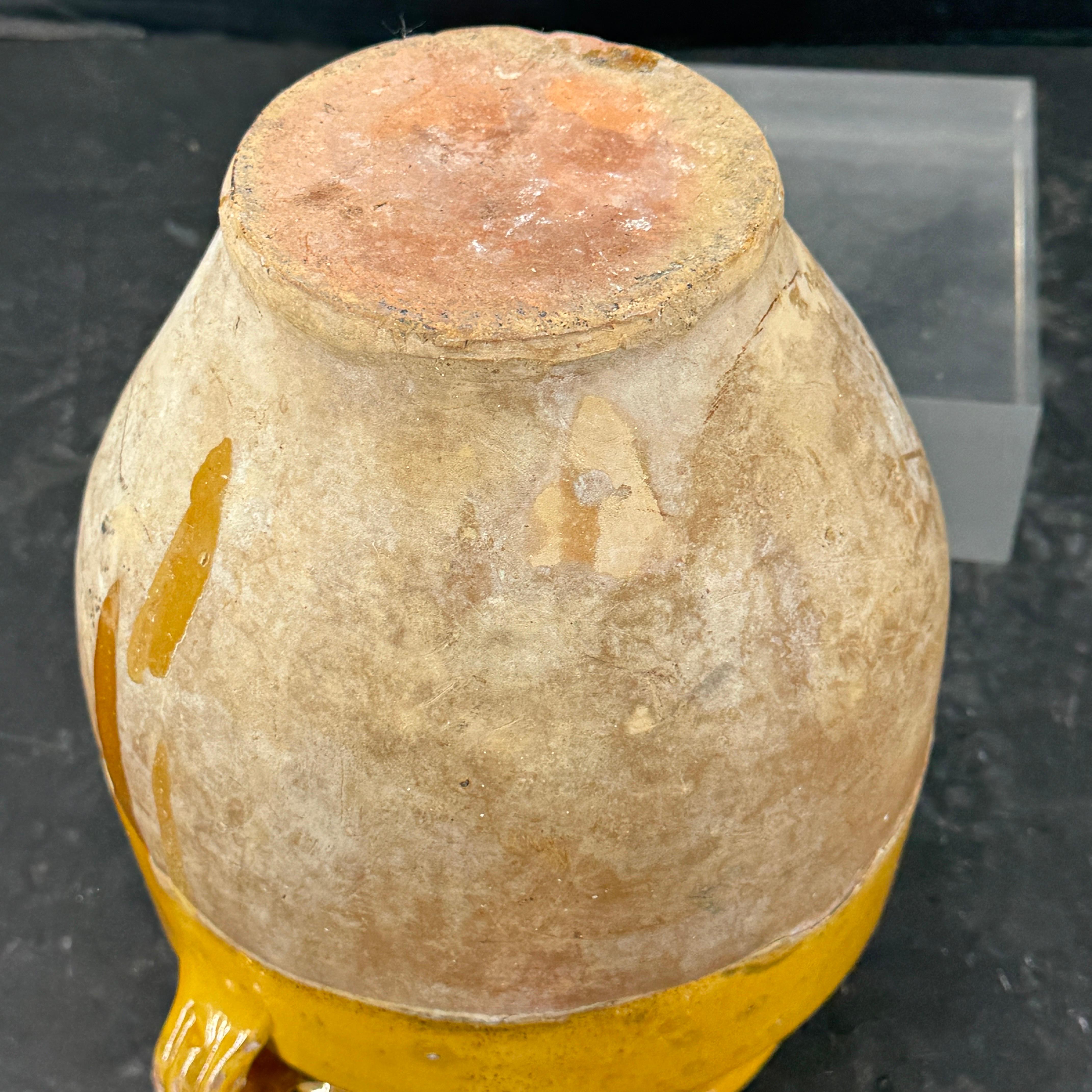 19th Century French Glazed Confit Pot in Yellow Ochre For Sale 10
