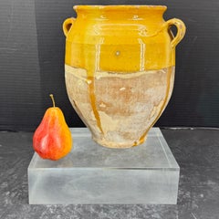 19th Century French Glazed Confit Pot in Yellow Ochre