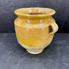19th Century French Glazed Confit Pot in Yellow Ochre