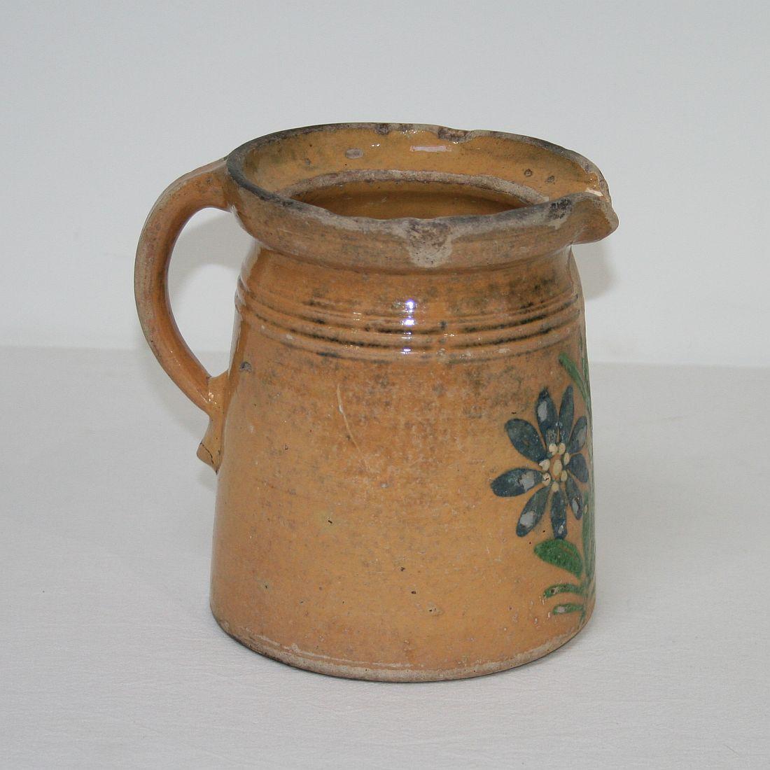 French Provincial 19th Century French Glazed Earthenware Alsace Jug