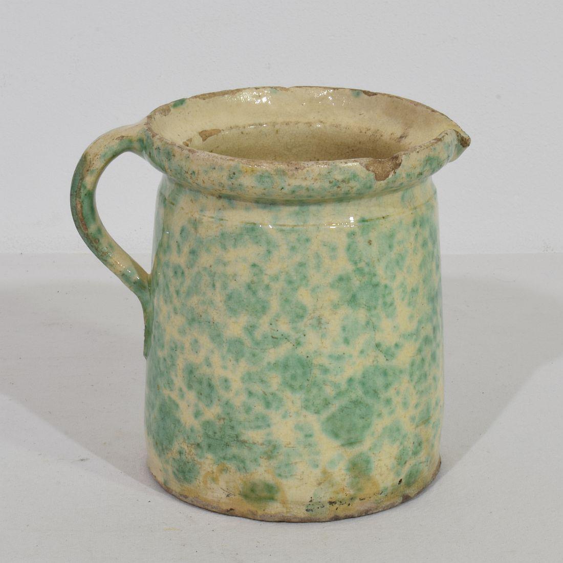 19th Century French Glazed Earthenware Alsace Jug For Sale 1