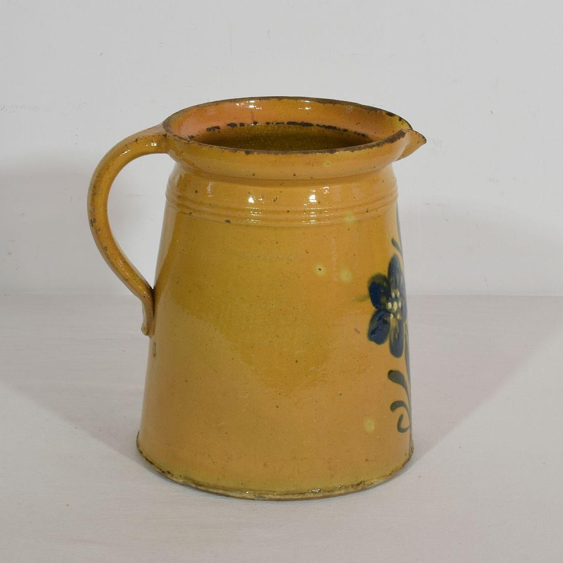 19th Century French Glazed Earthenware Alsace Jug 1