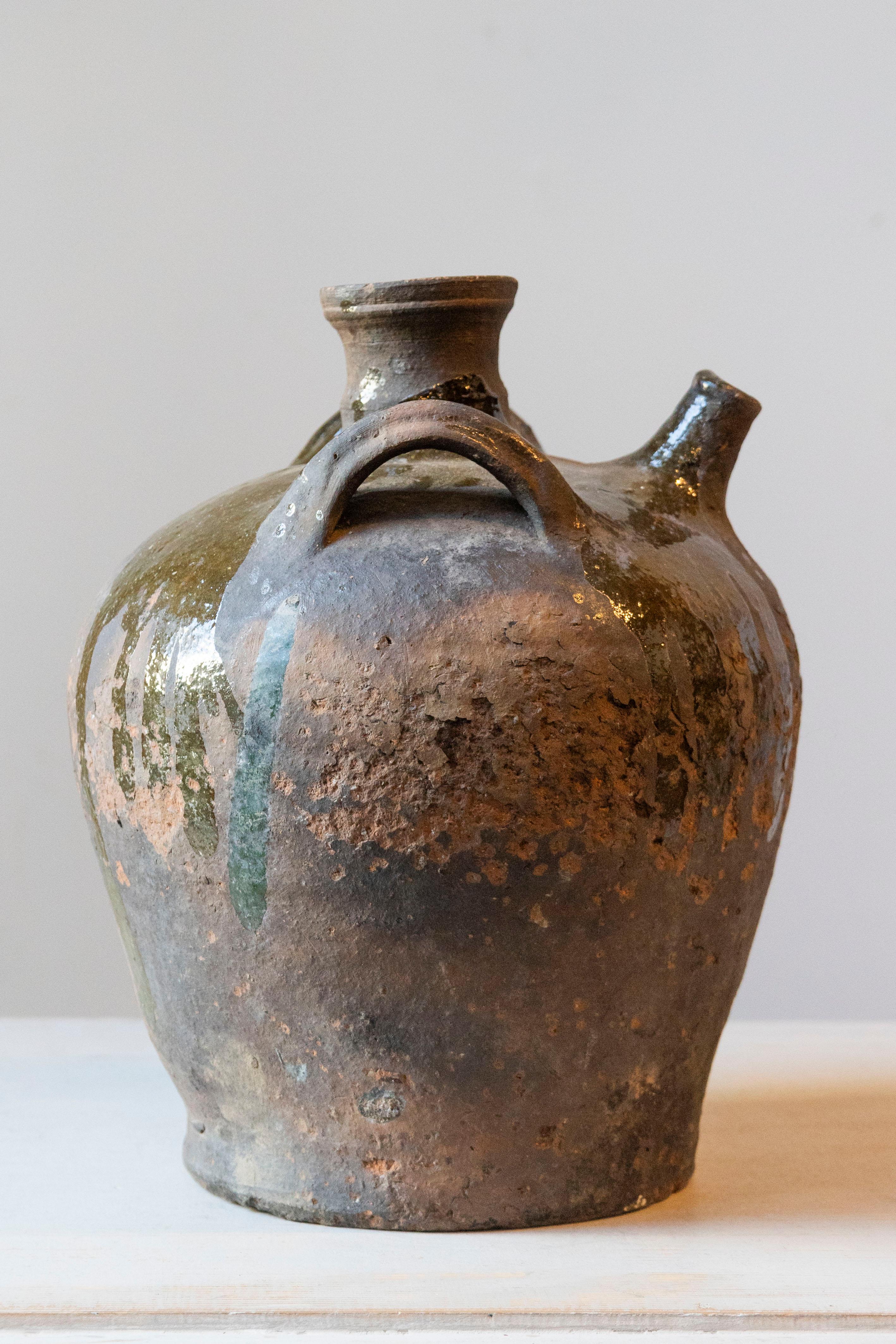 Terracotta Vaso in terracotta smaltata francese del XIX secolo in vendita