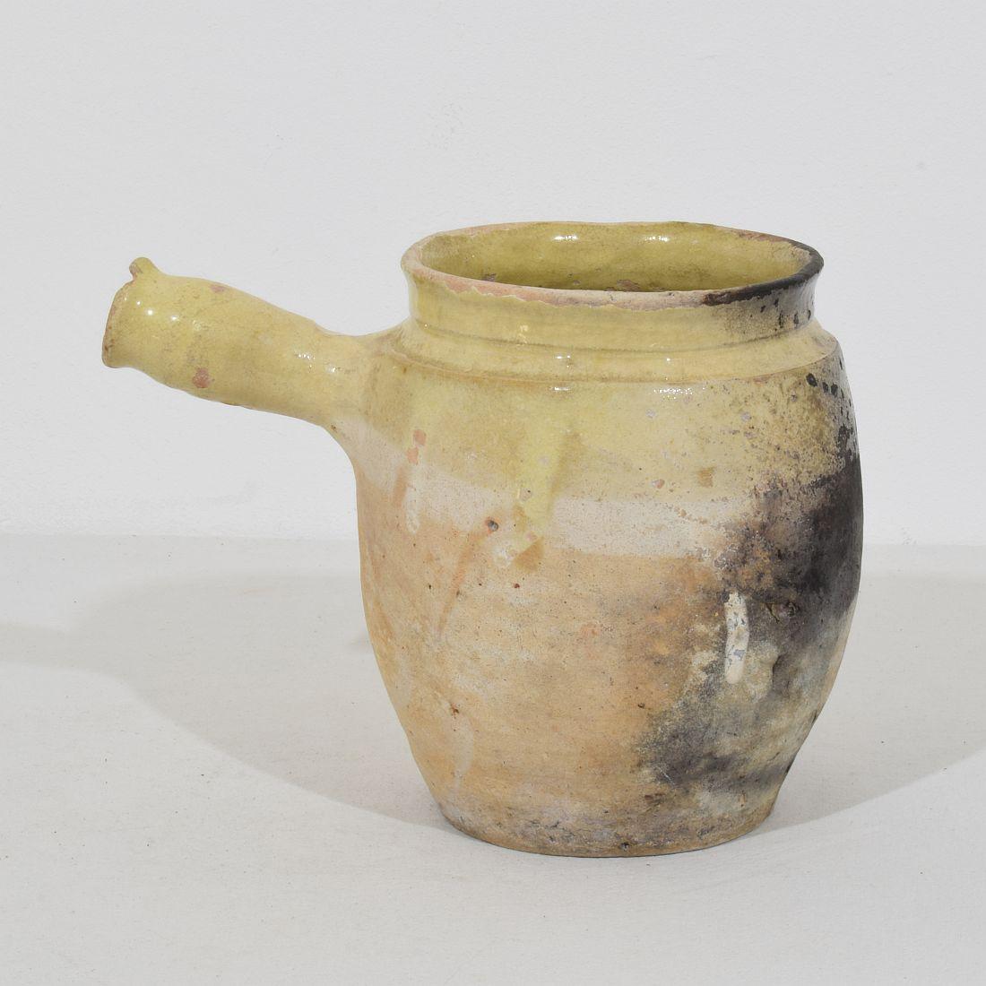 19th Century French Glazed Earthenware Jug For Sale 1