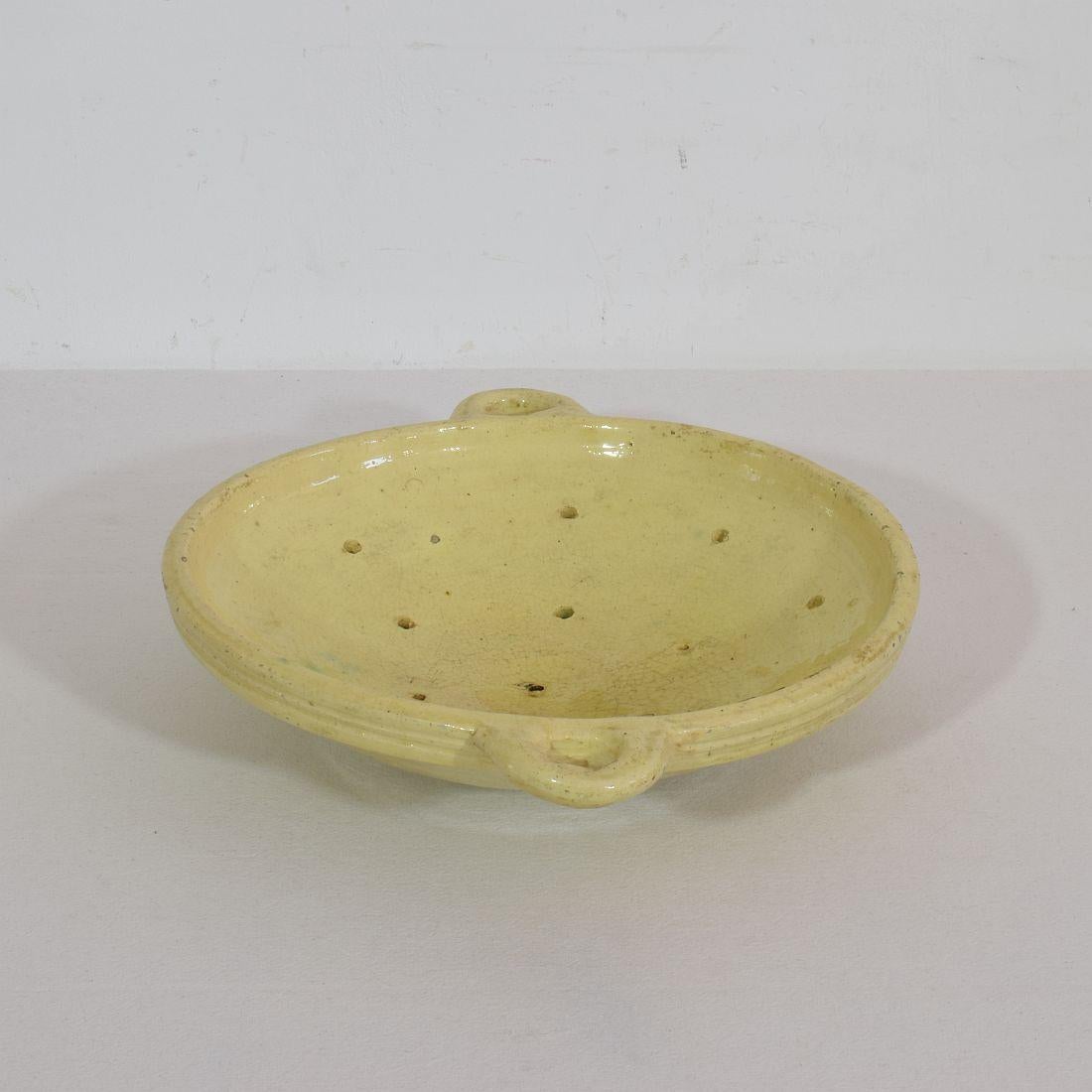 19th Century French Glazed Earthenware Strainer For Sale 1