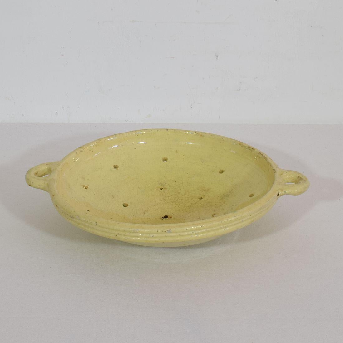 19th Century French Glazed Earthenware Strainer For Sale 2