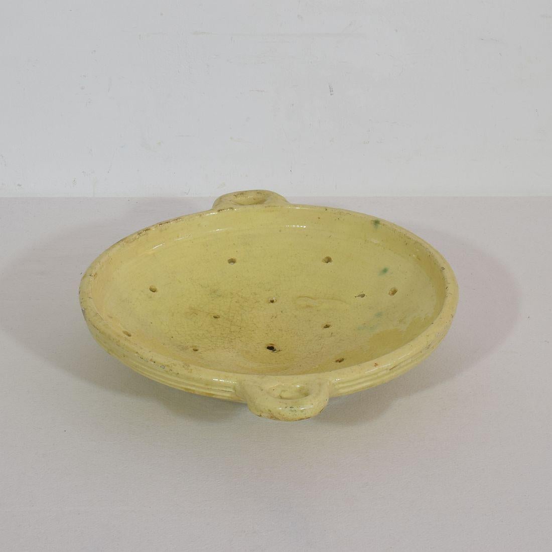 19th Century French Glazed Earthenware Strainer For Sale 3