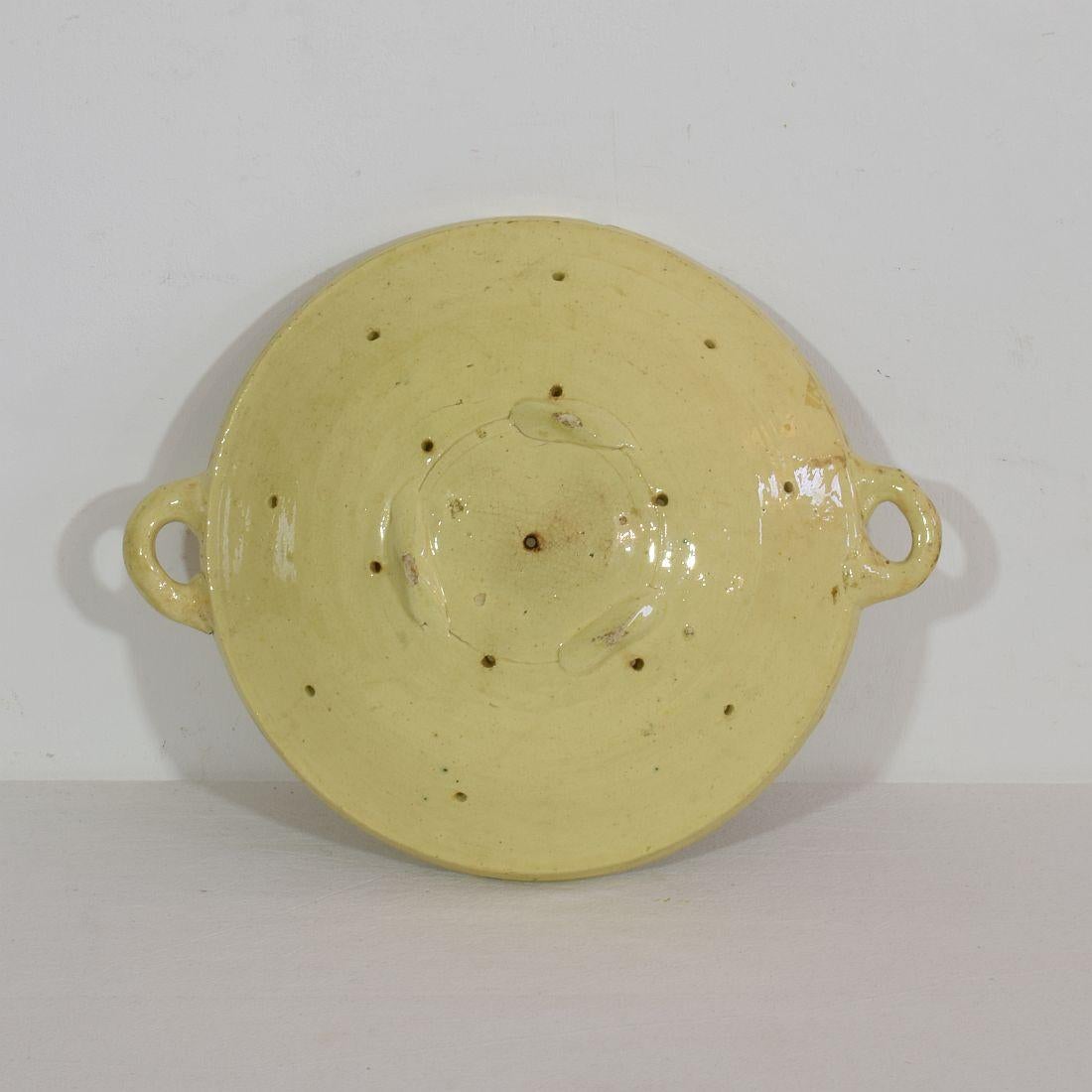 19th Century French Glazed Earthenware Strainer For Sale 4