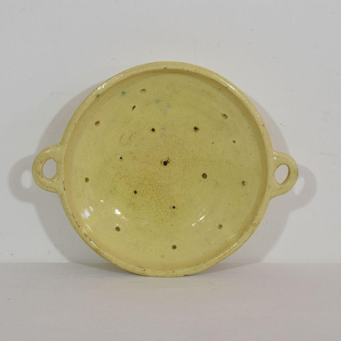19th Century French Glazed Earthenware Strainer For Sale 5