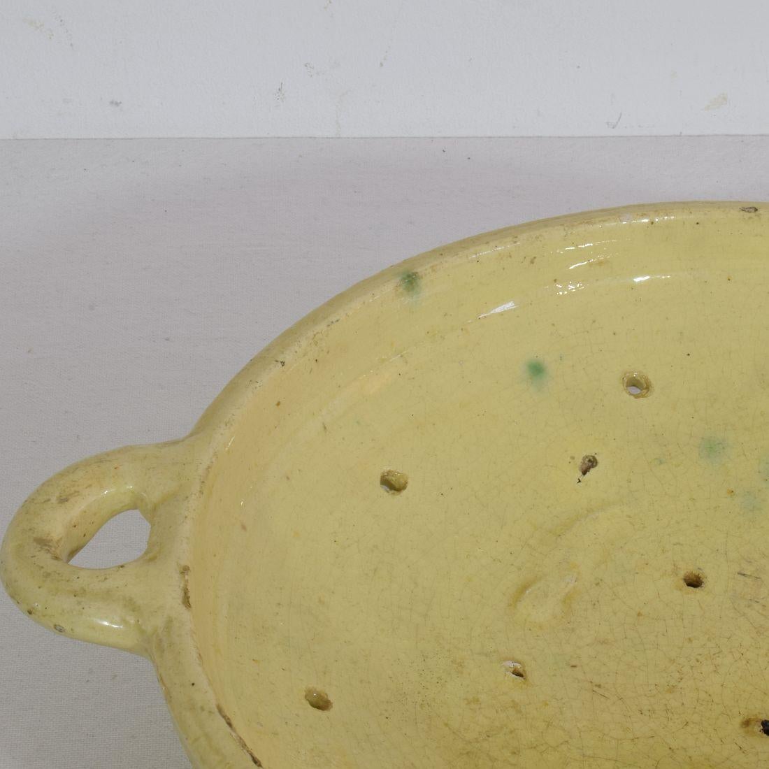19th Century French Glazed Earthenware Strainer For Sale 6