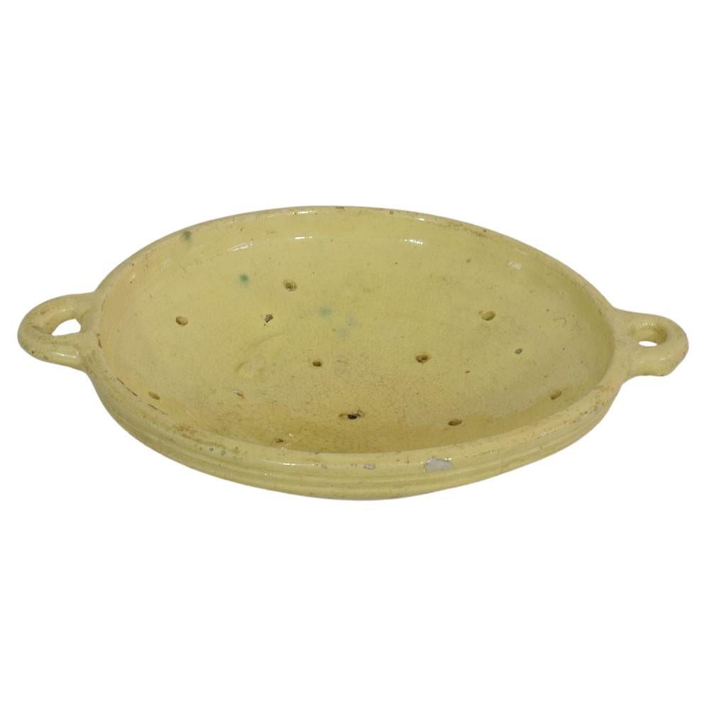 19th Century French Glazed Earthenware Strainer