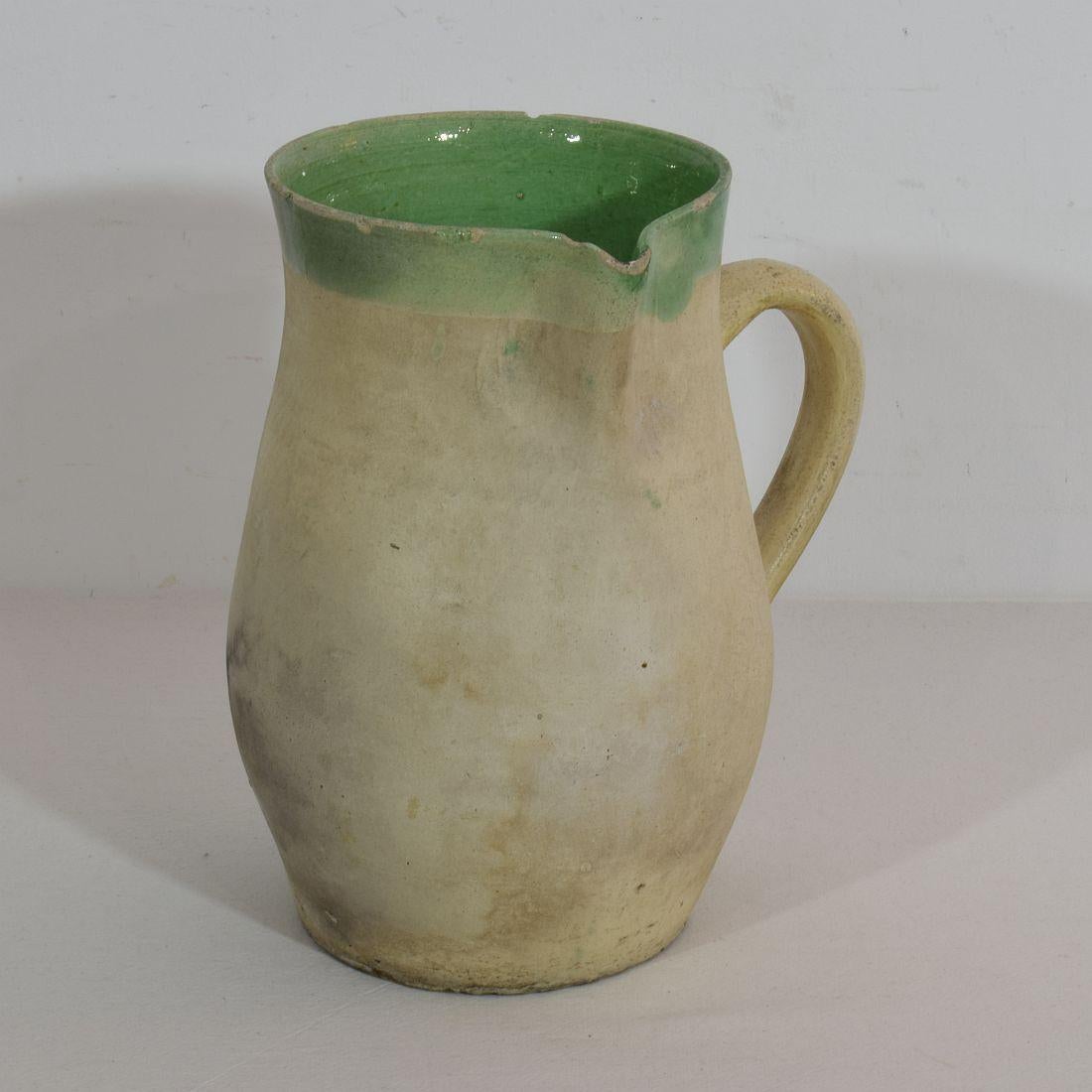 19th Century, French Glazed Earthenware Water Jug For Sale 1