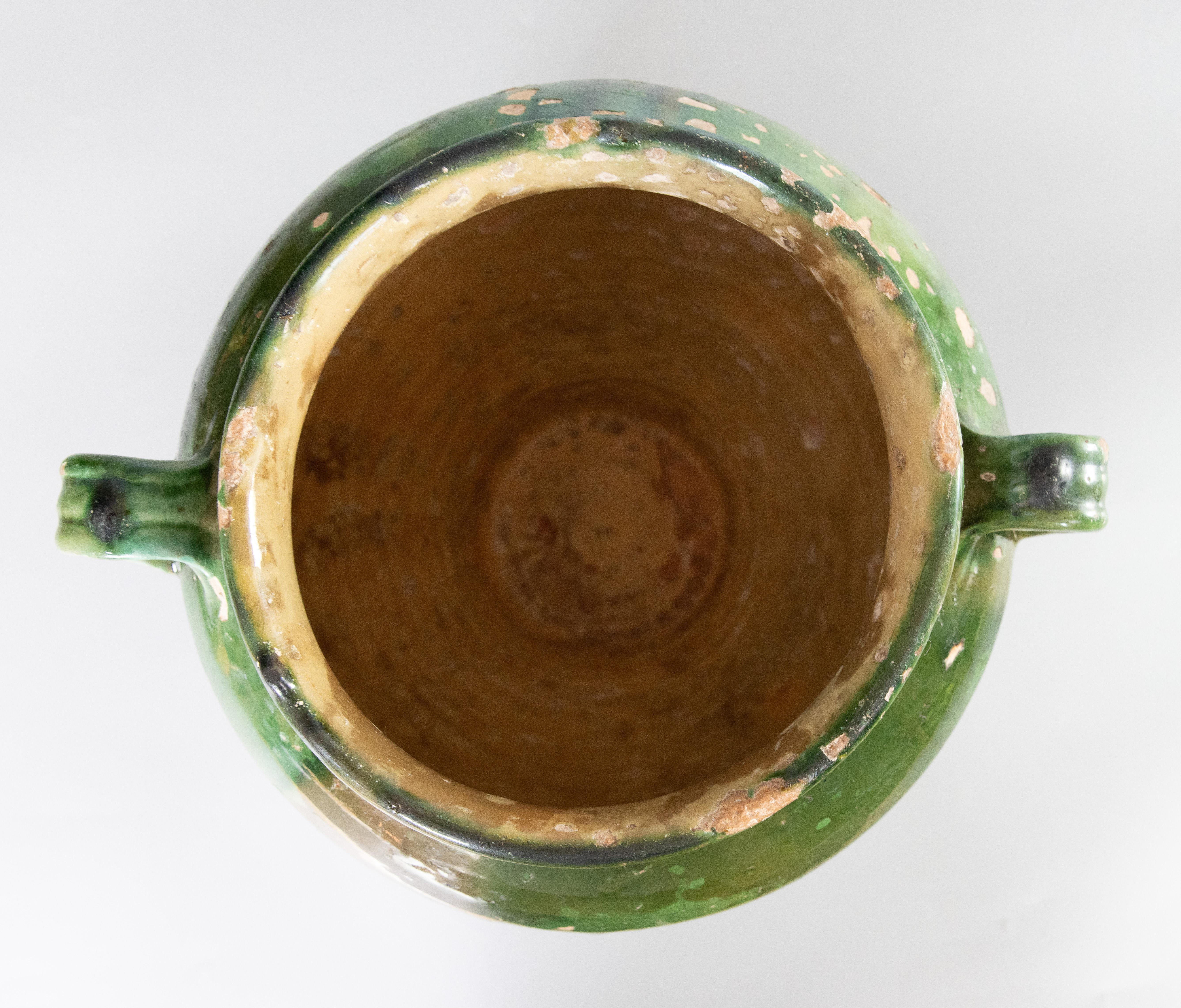 19th Century French Glazed Green Confit Pot For Sale 1