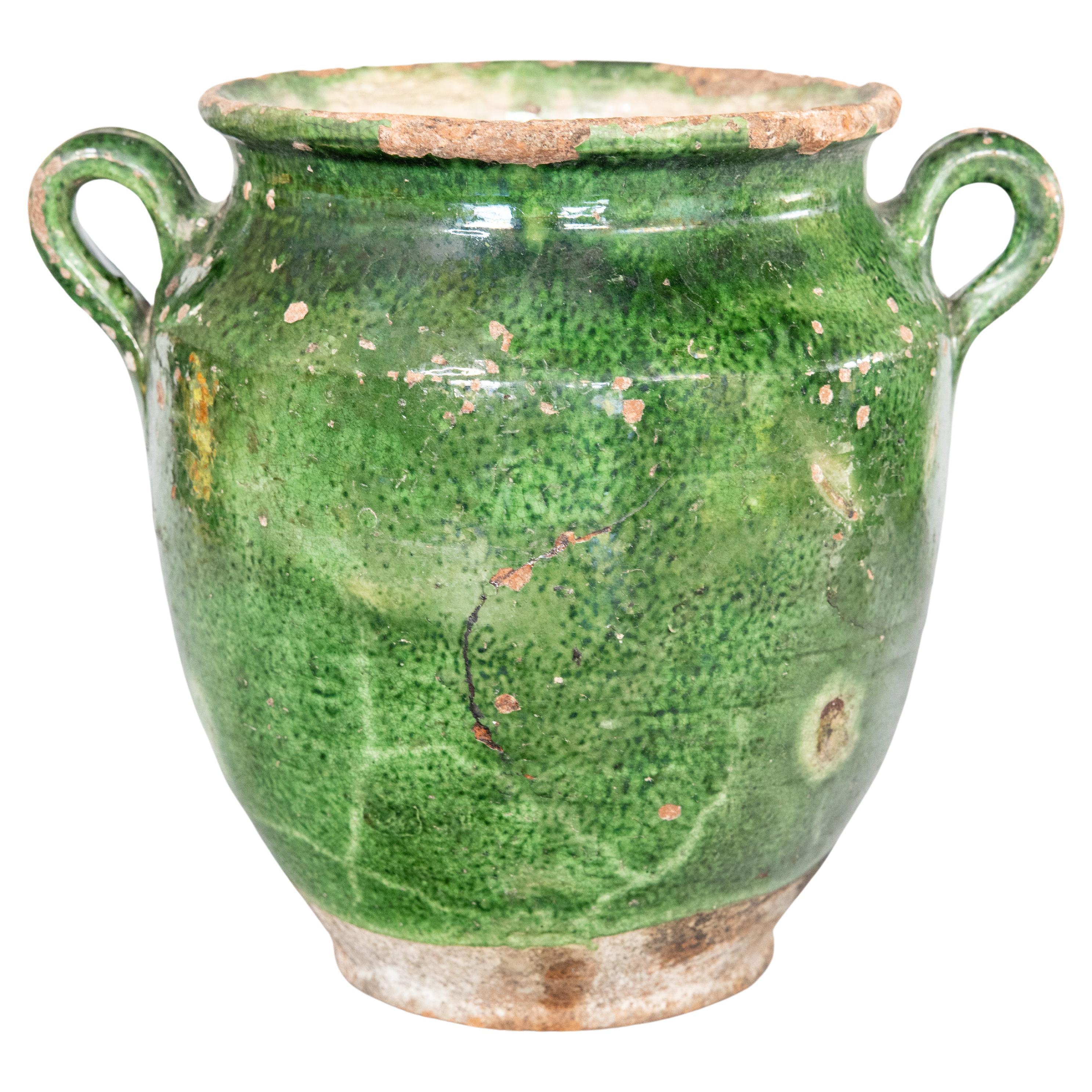 19th Century French Glazed Green Confit Pot