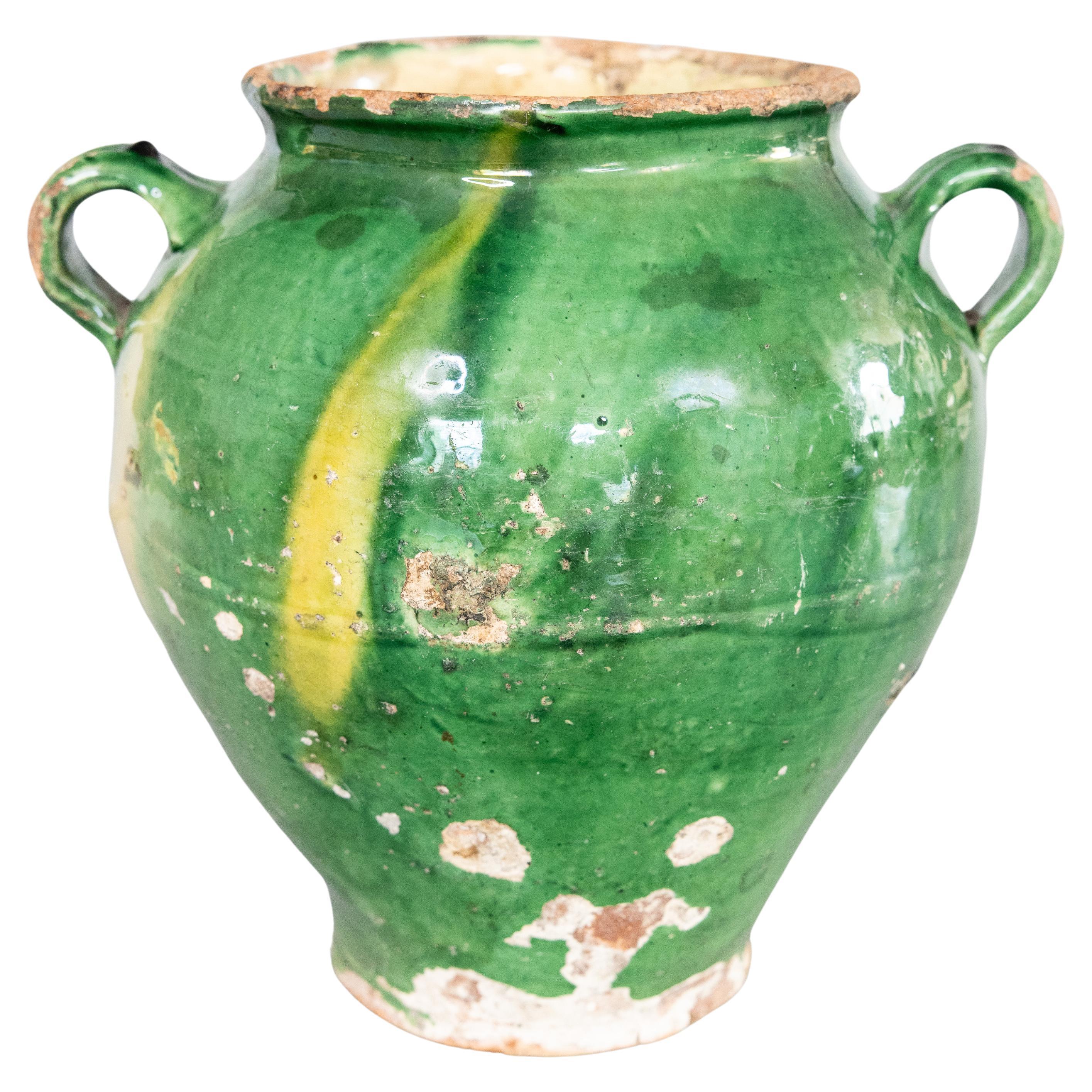 19th Century French Glazed Green Confit Pot