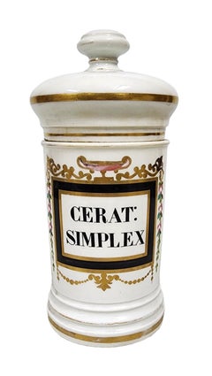 19th Century French Glazed Porcelain Apothecary/Pharmacy Jar - 'CERAT: SIMPLEX'