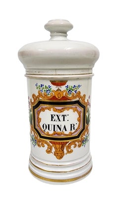 19th Century French Glazed Porcelain Apothecary/Pharmacy Jar - 'EXT: QUINA R:'