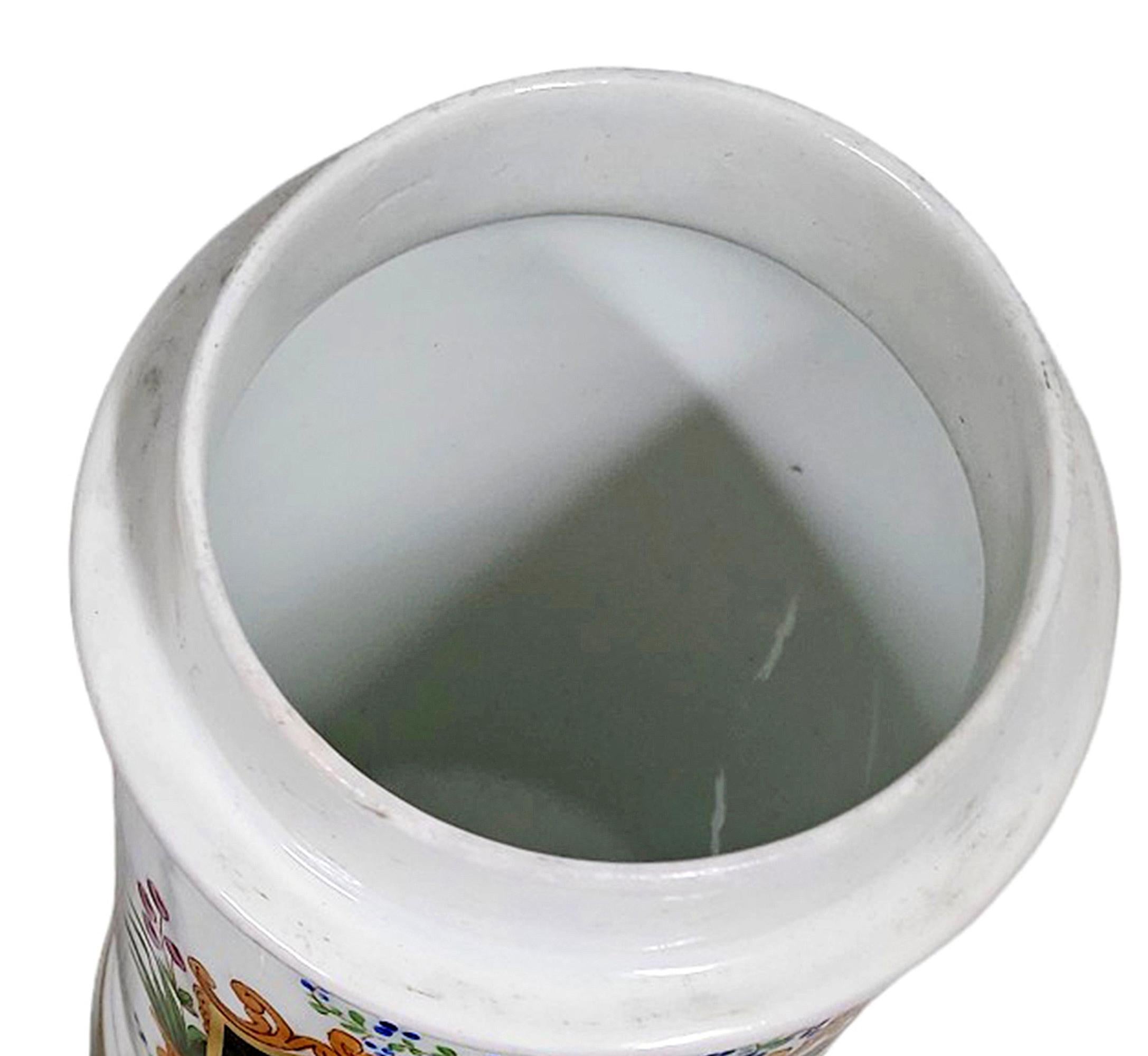 Vaso da farmacia/apoteca in porcellana smaltata francese del XIX secolo - 