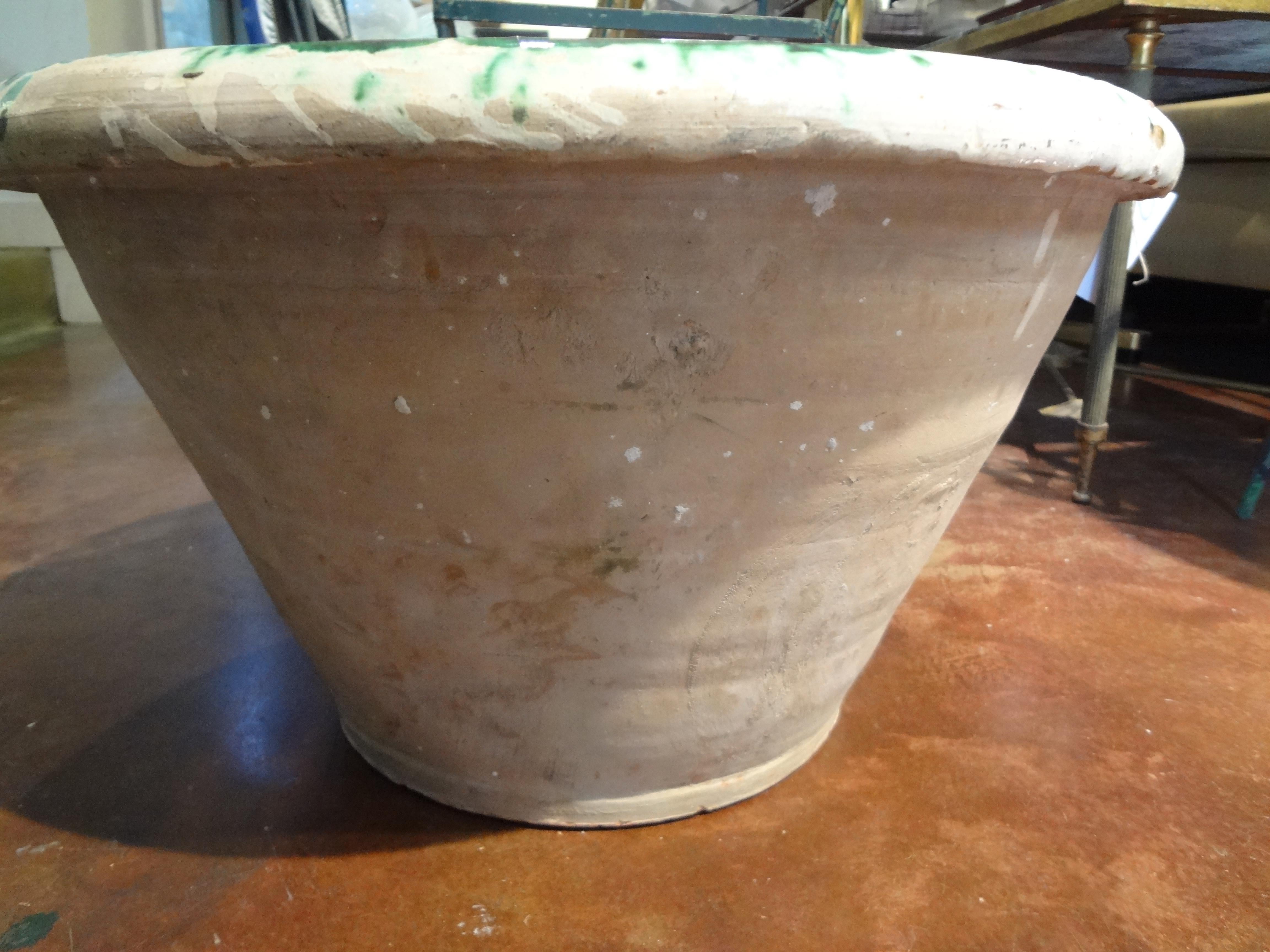 French Provincial Large 19th Century French Glazed Terracotta Bowl