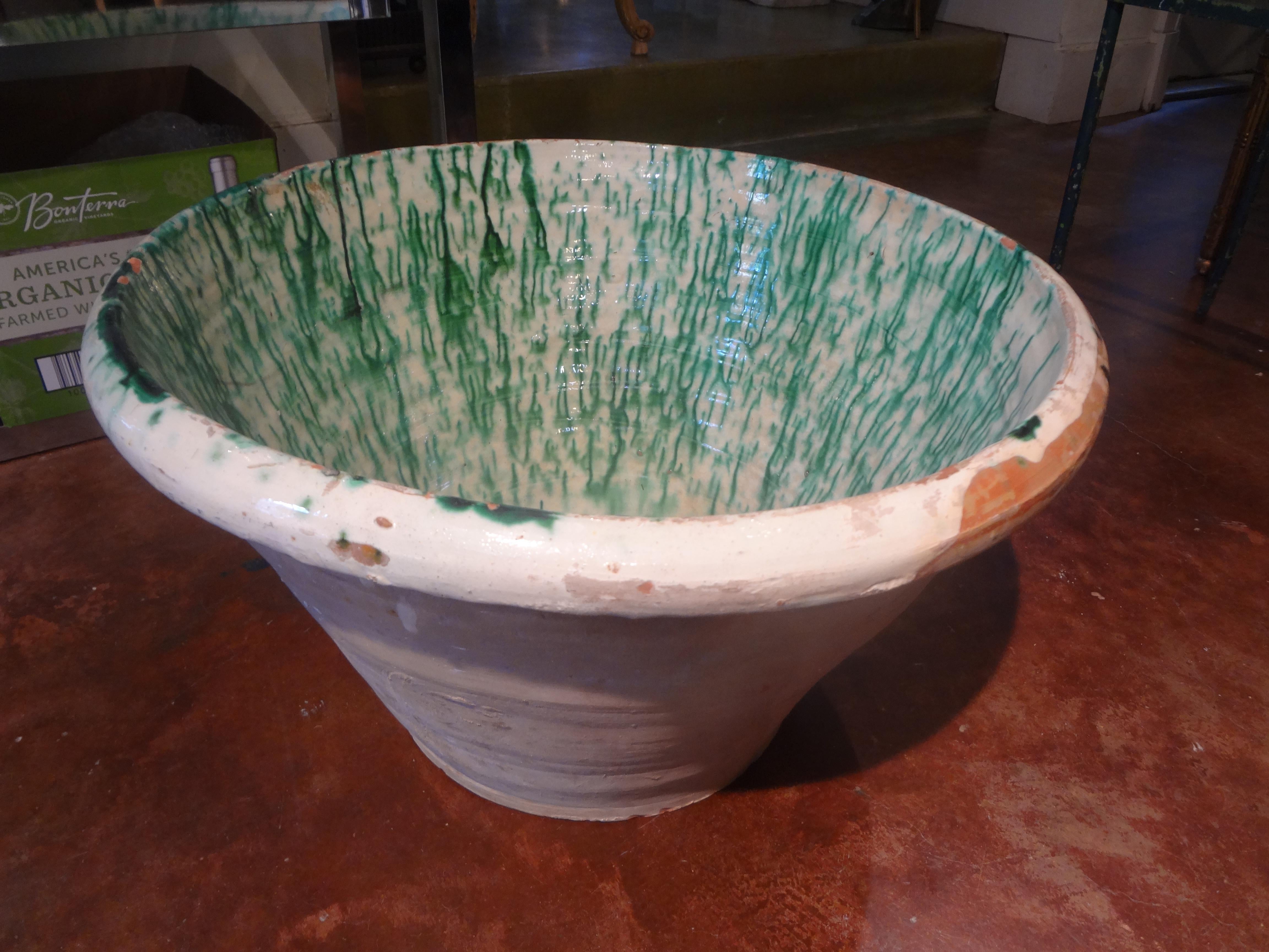 Earthenware Large 19th Century French Glazed Terracotta Bowl