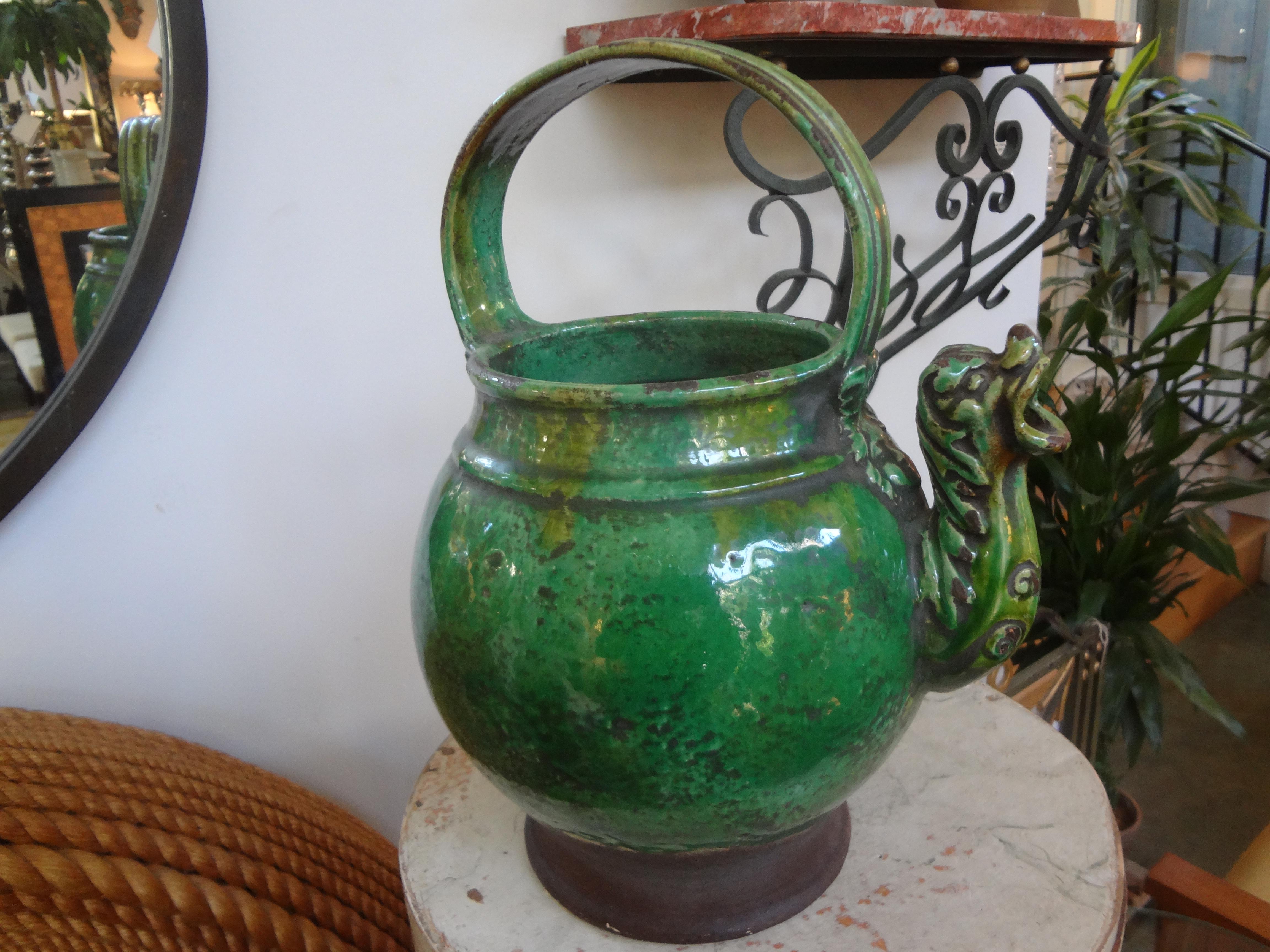 19th Century French Glazed Terracotta Vessel or Pitcher For Sale 4