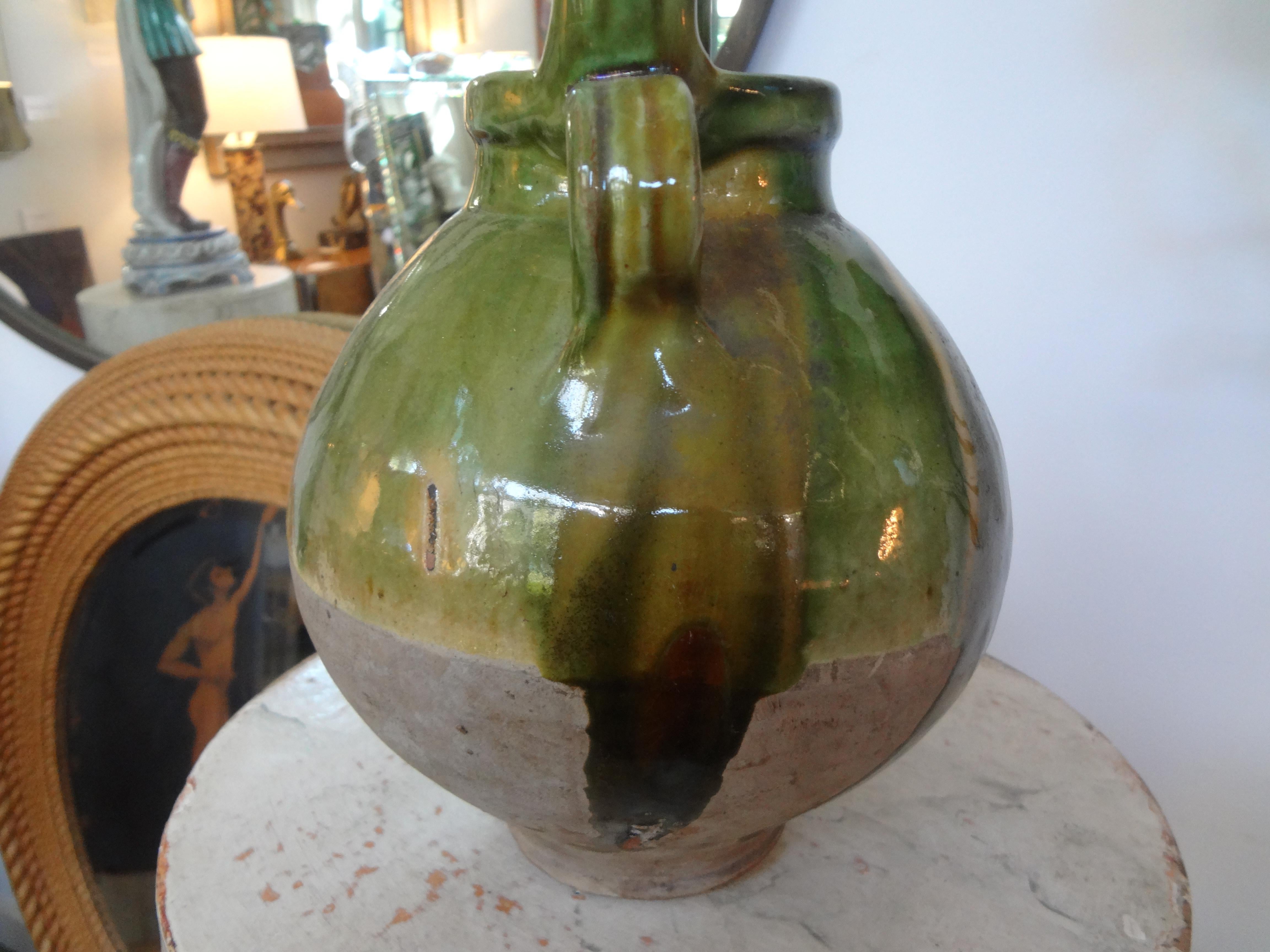 19th Century French Glazed Terracotta Vessel or Pitcher In Good Condition In Houston, TX