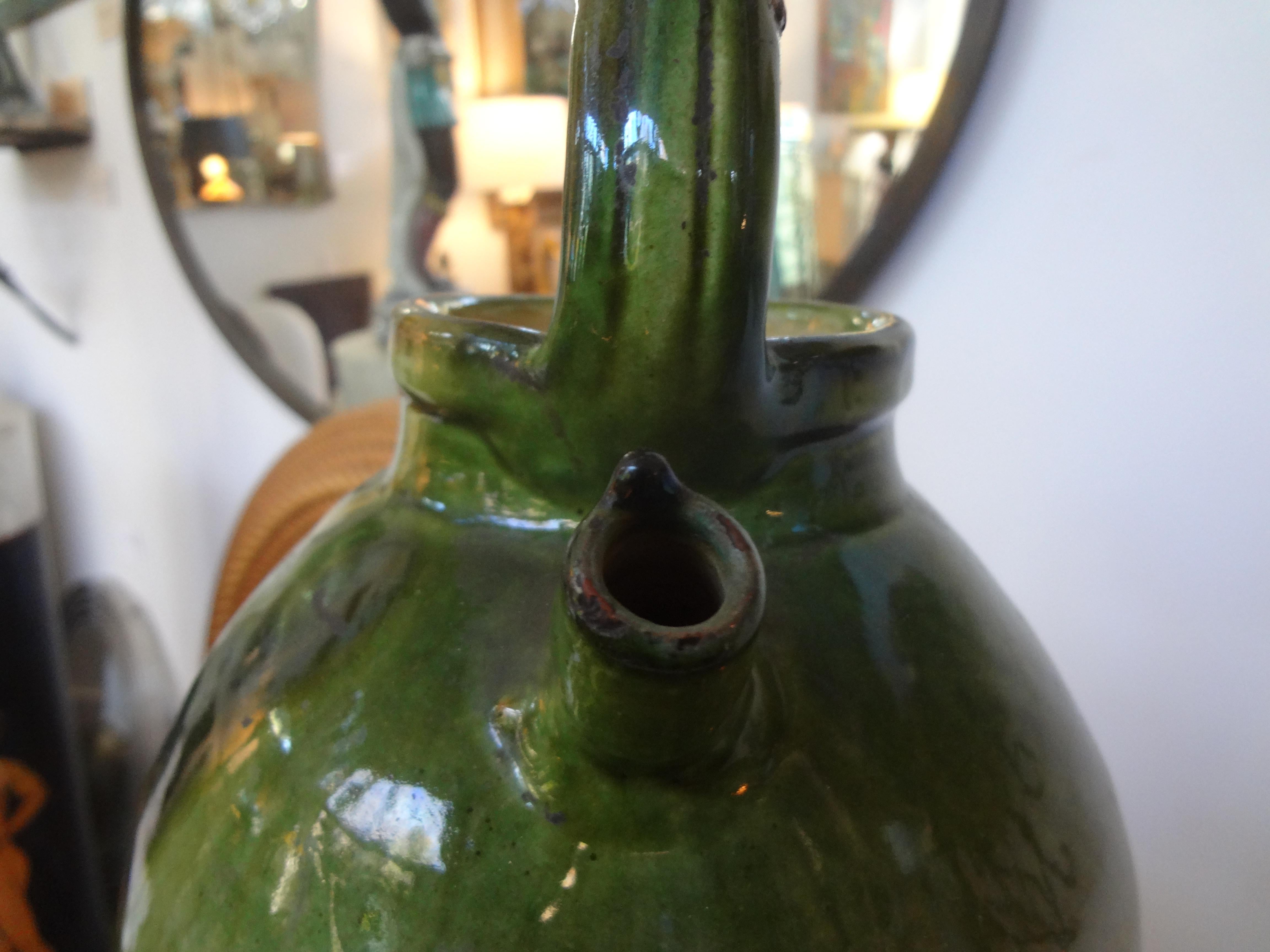 19th Century French Glazed Terracotta Vessel or Pitcher 1