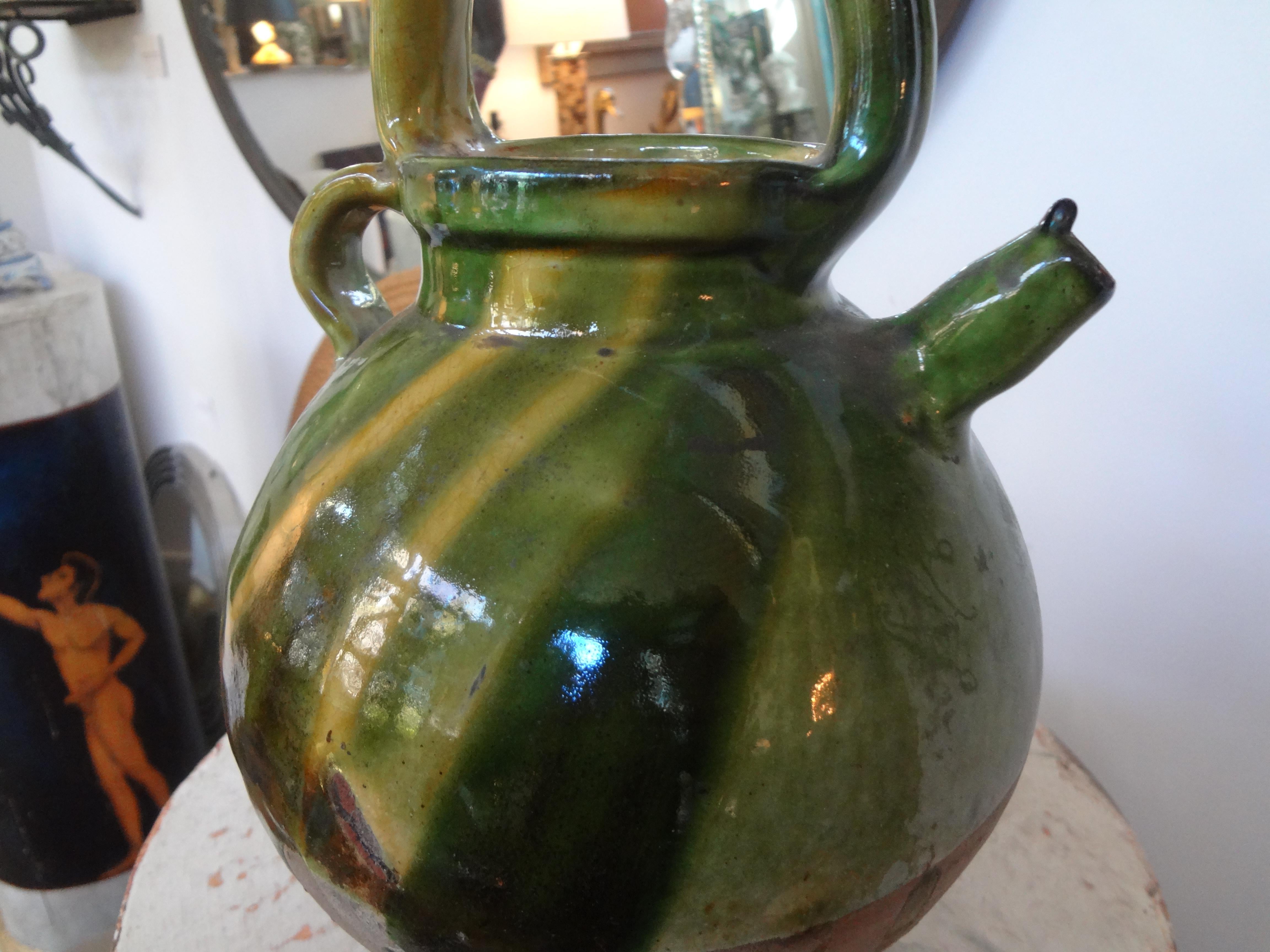 19th Century French Glazed Terracotta Vessel or Pitcher 2