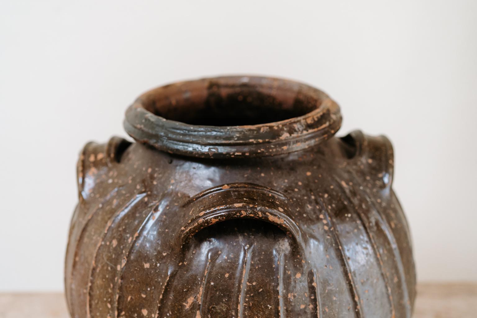 19th Century French Glazed Terra Cotta Extra Large Urn For Sale 6