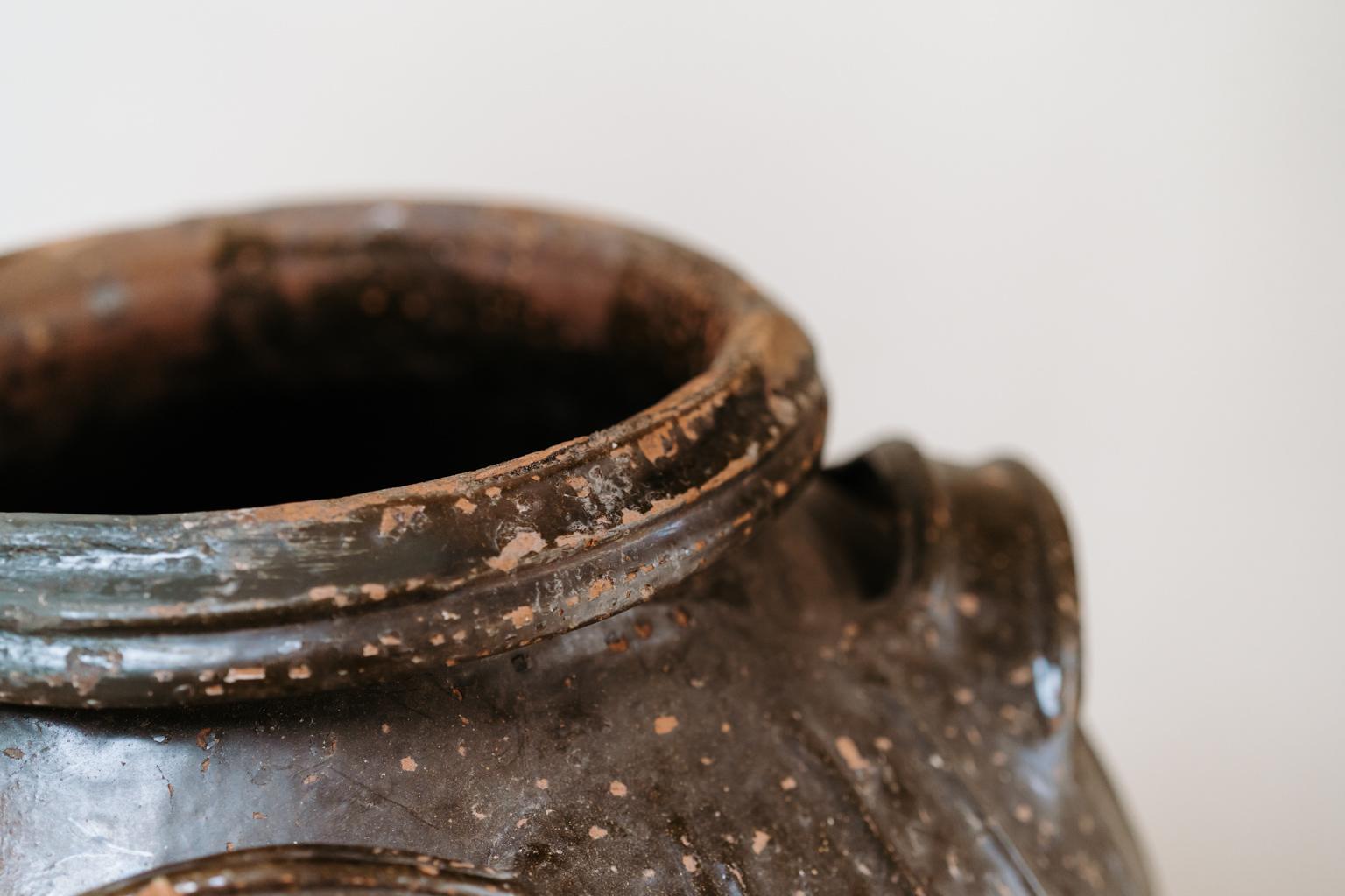 19th Century French Glazed Terra Cotta Extra Large Urn For Sale 2