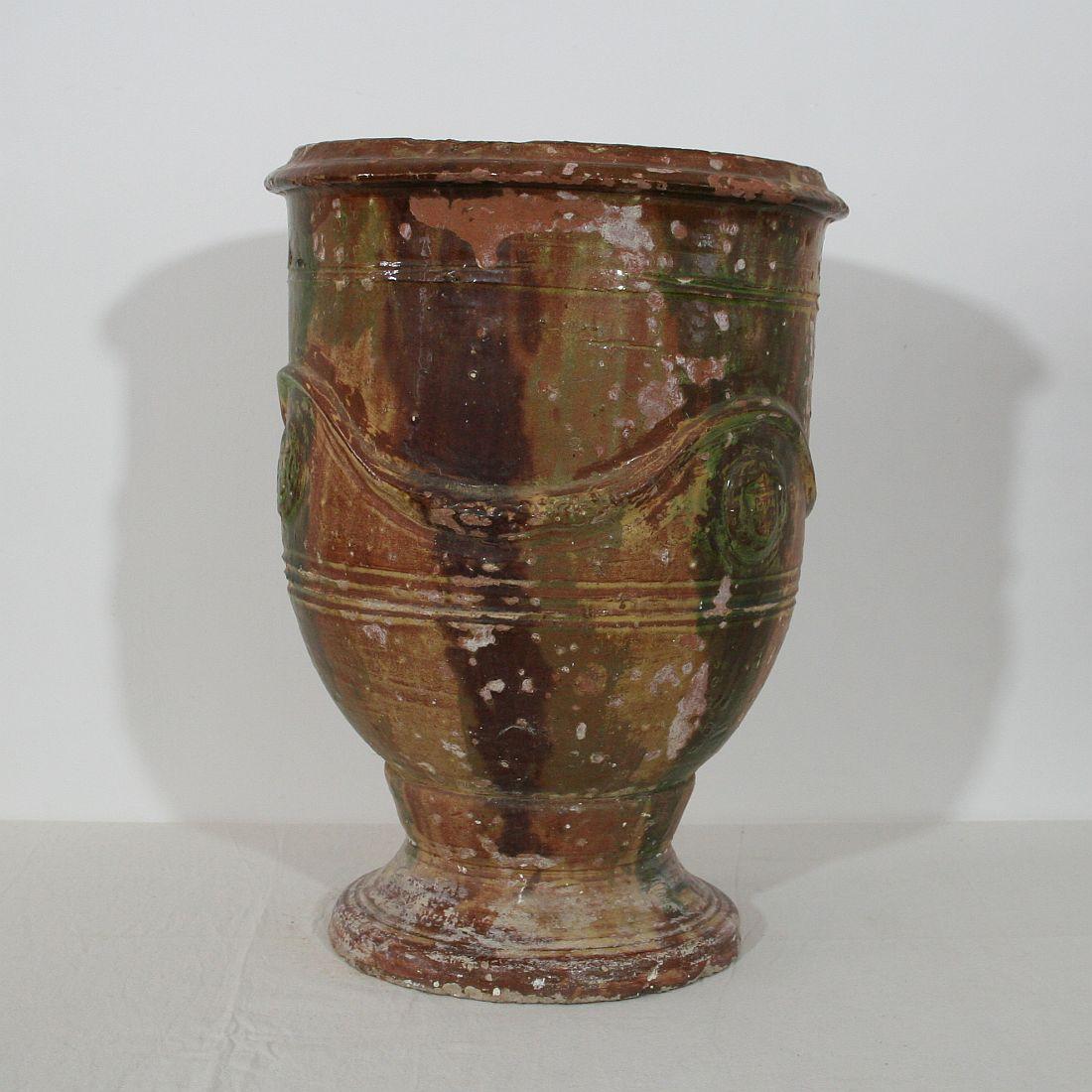 French Provincial 19th Century French Glazed Terracotta Anduze Vase, Planter