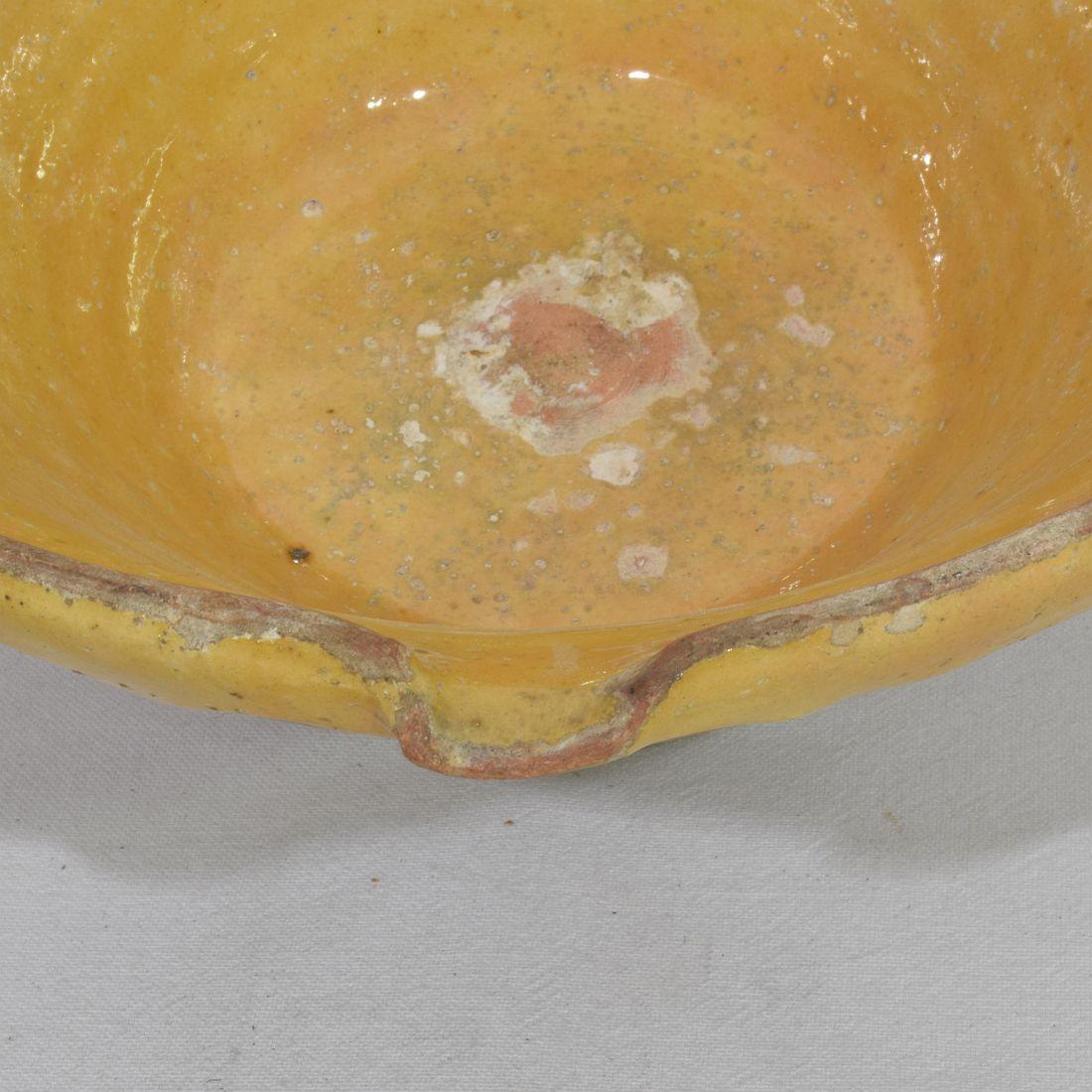 19th Century French Glazed Terracotta Dairy Bowl or Tian For Sale 5